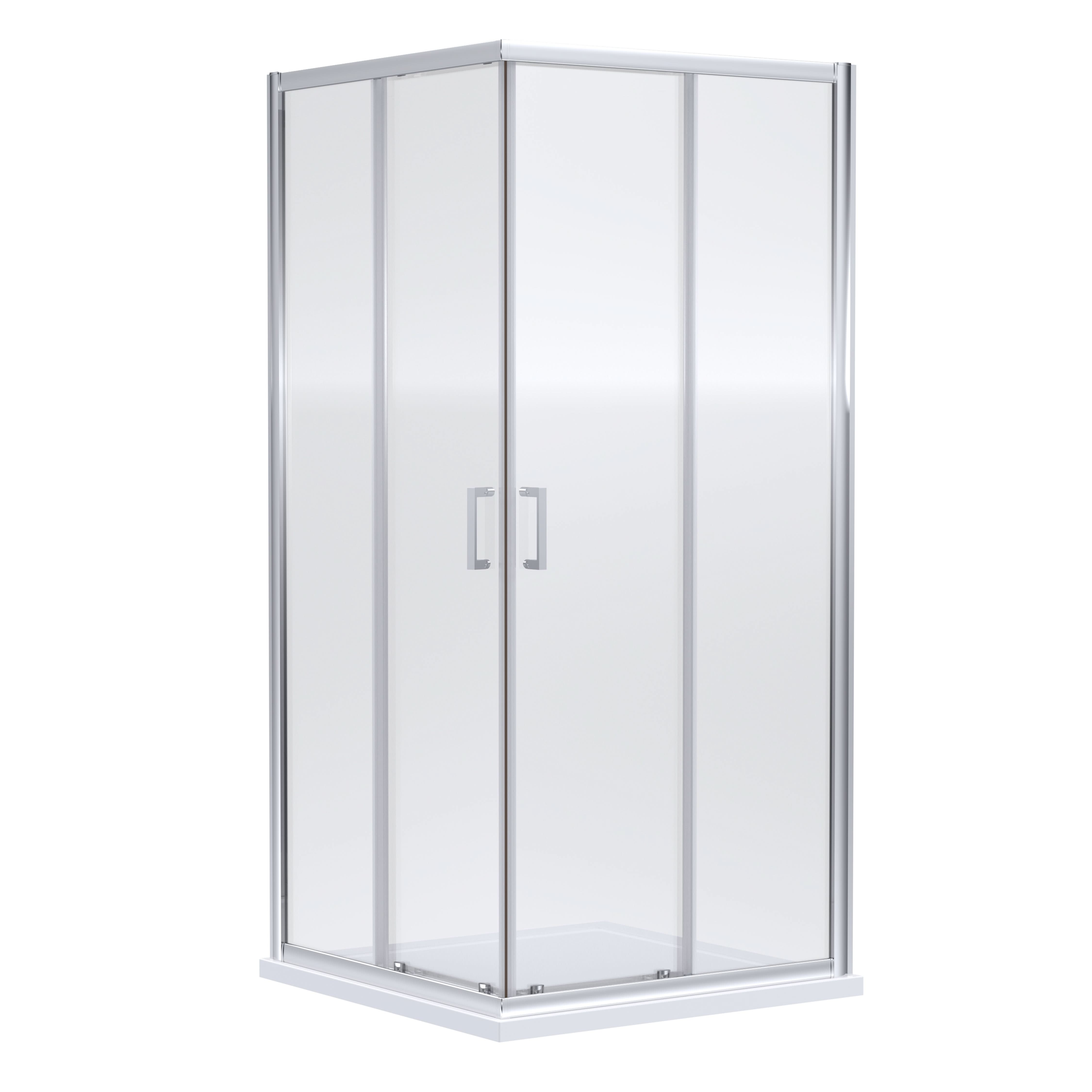 Hudson Reed Rene Corner Entry Shower Enclosure, Durable Aluminium Framed Sliding Shower Screen in Chrome Finish, 1900 x 800mm