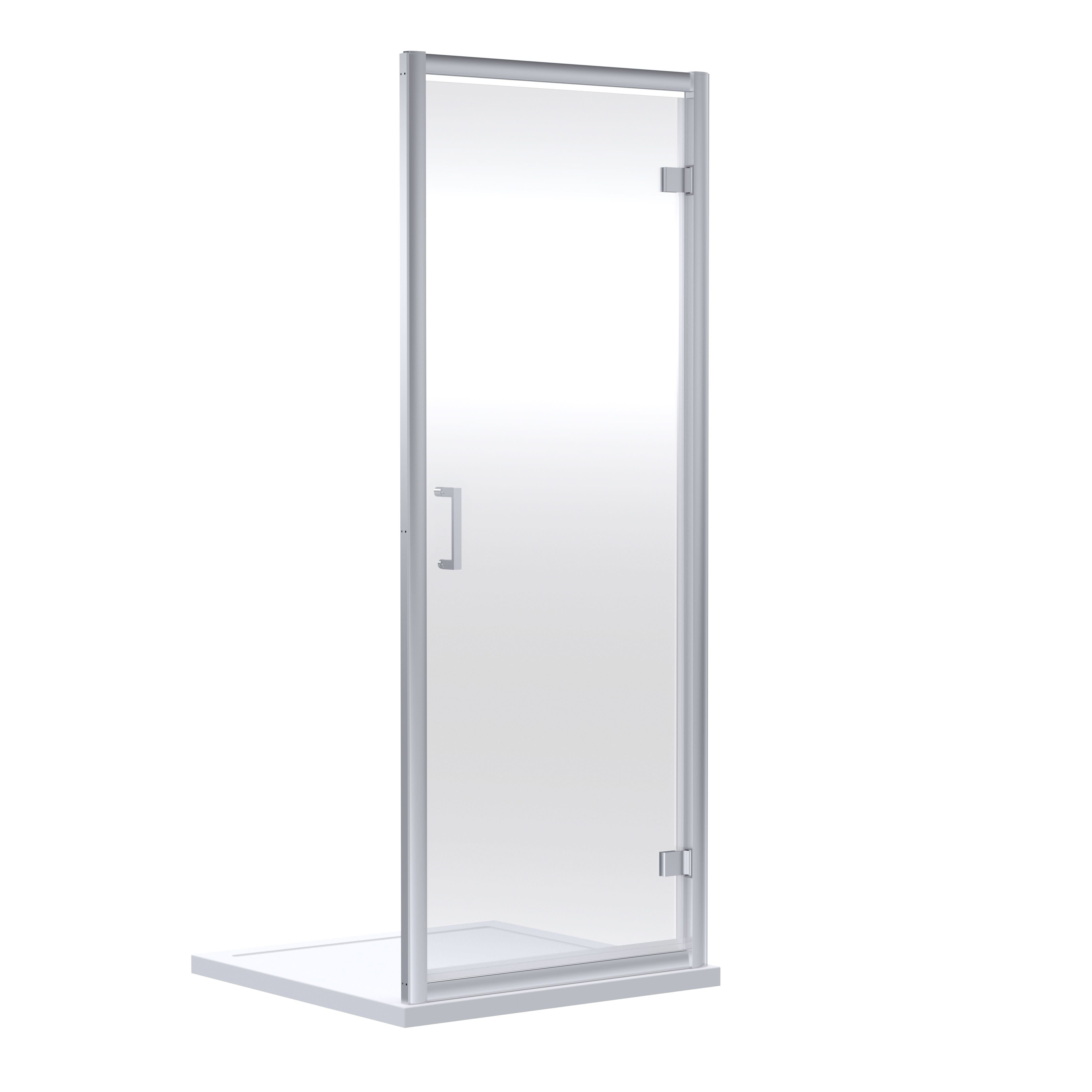 Nuie Rene Hinged Shower Door, Aluminium Semi-Frameless Glass Shower Screen, Durable Fixed Enclosure in Chrome, 1900 x 700mm