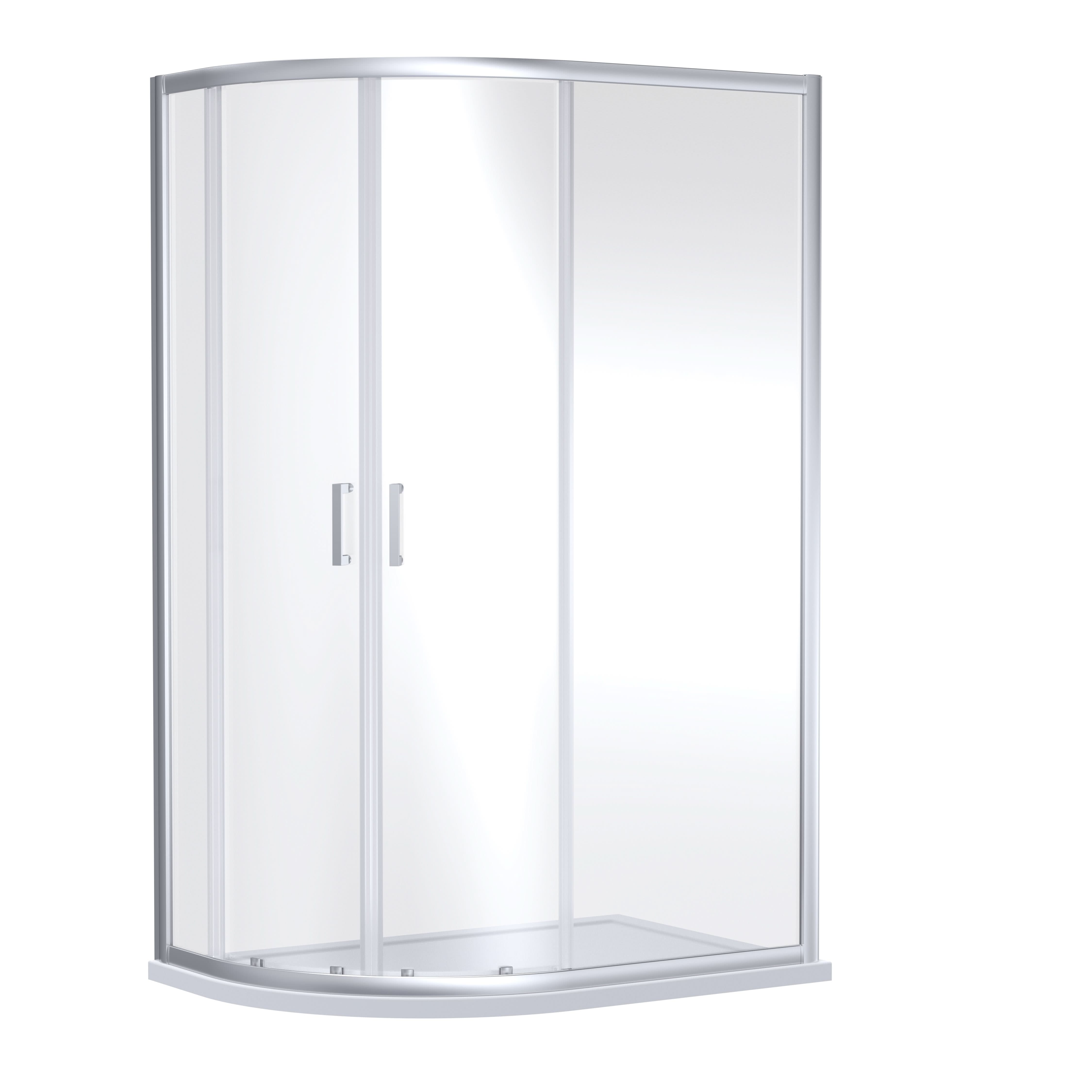 Nuie Rene Offset Quadrant Shower Enclosure, Toughened Glass Sliding Shower Doors with Reversible Design in Chrome, 1200 x 800mm