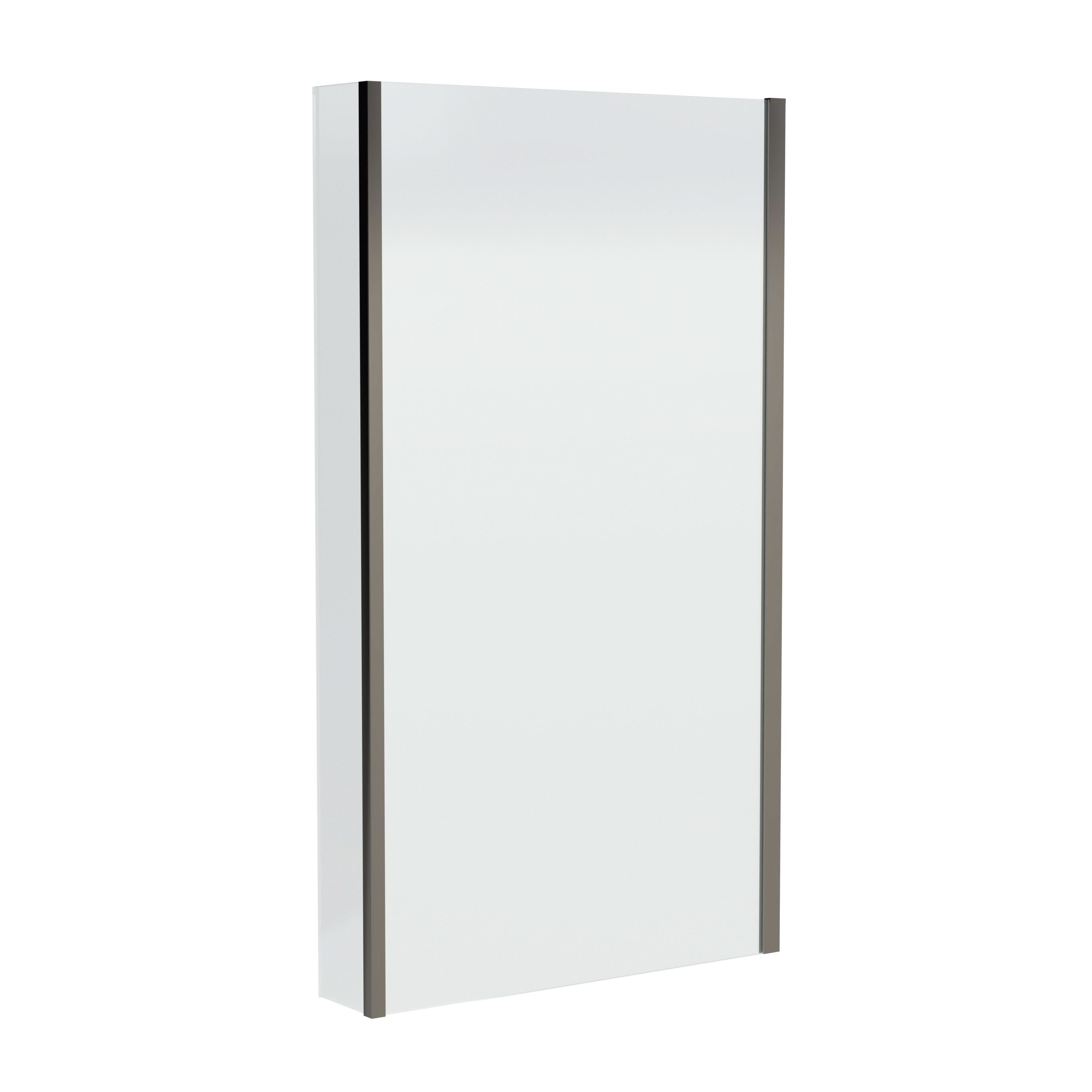 Nuie Square L-Shaped Fixed Bath Screen with Return Panel, Durable Toughened Glass Reversible Design for Modern Bathrooms in Brushed Pewter Finish, 1400x815mm