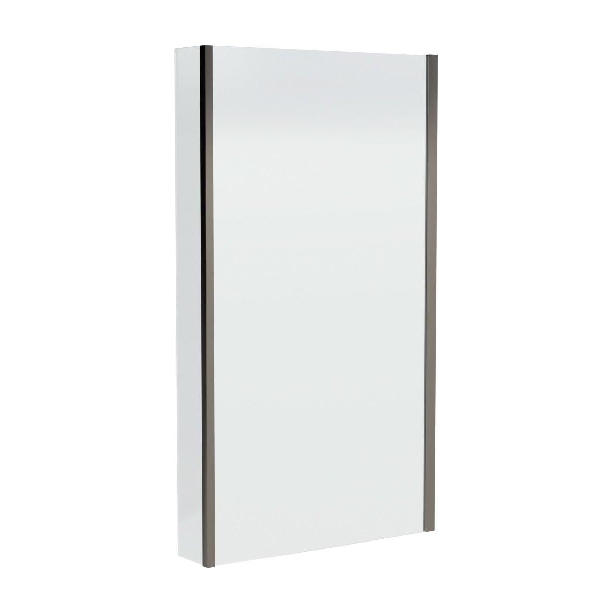 Nuie Square L-Shaped Fixed Bath Screen with Return Panel, Durable Toughened Glass Reversible Design for Modern Bathrooms in Brushed Pewter Finish, 1400x815mm