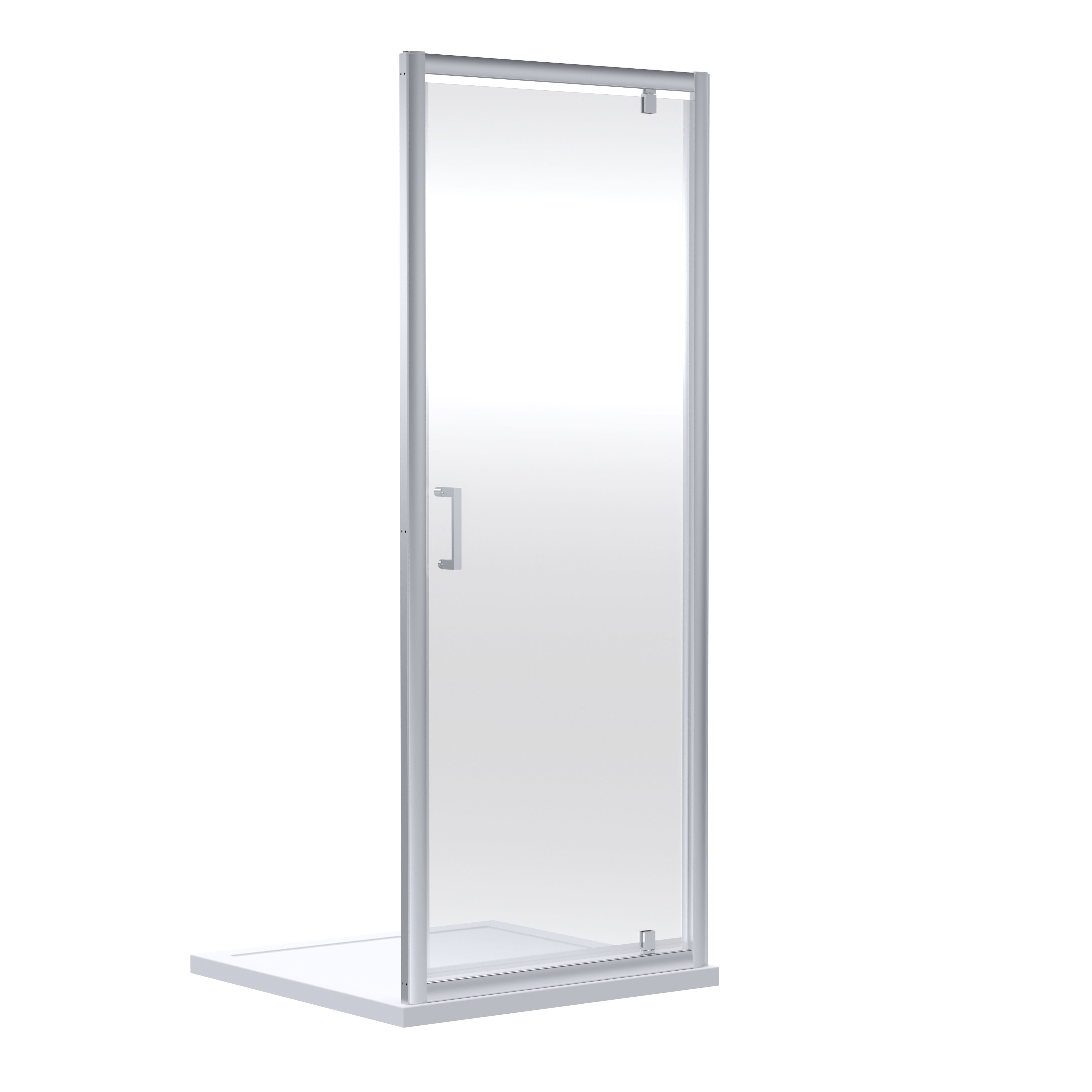 Nuie Rene Pivot Shower Door, Durable Toughened Glass with Reversible Outward Opening, Modern Enclosure in Chrome, 1900 x 900mm