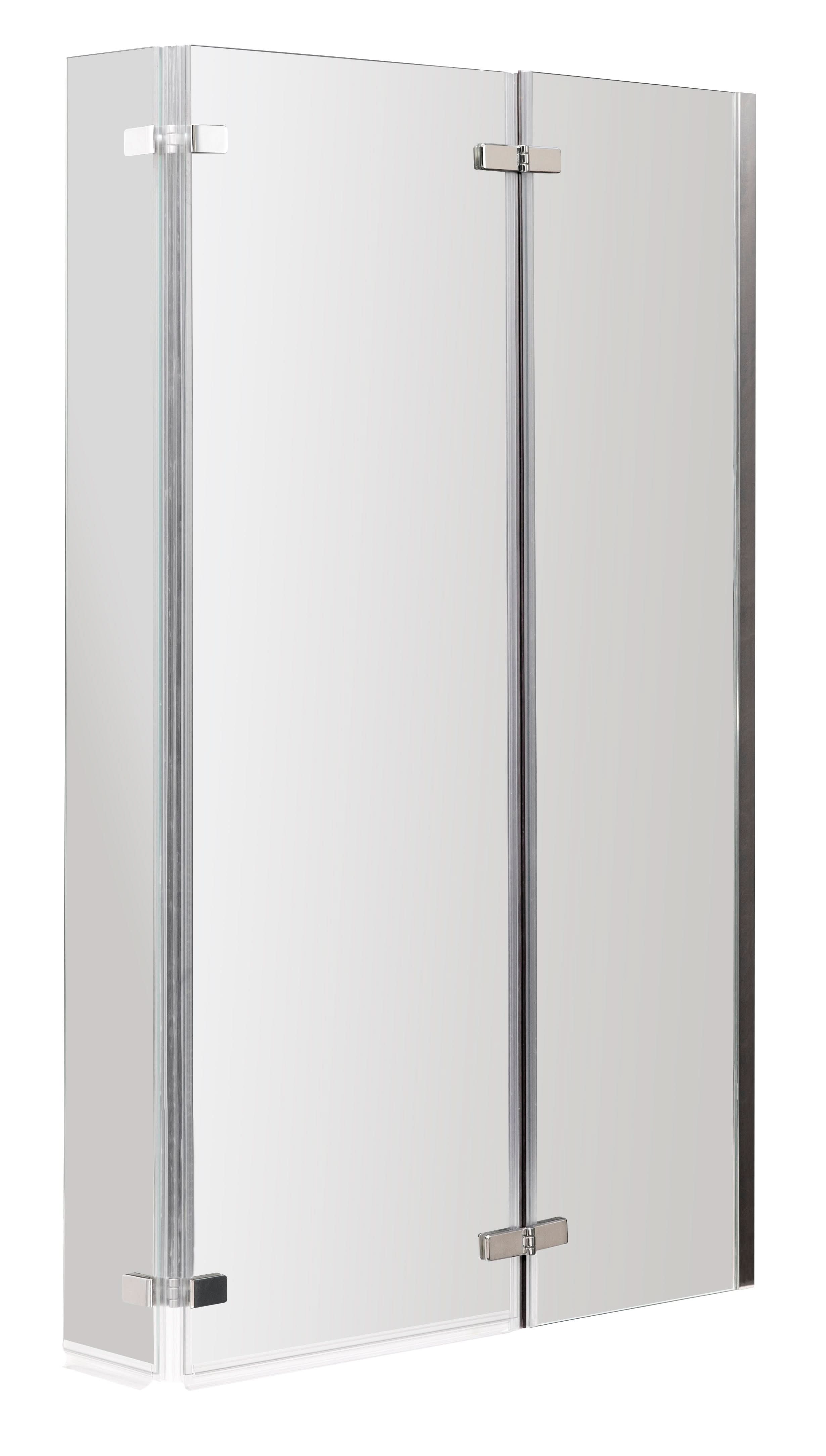 Nuie Pacific L Shaped Double Hinged Shower Bath Screen - 1400mm x 812mm - Polished Chrome