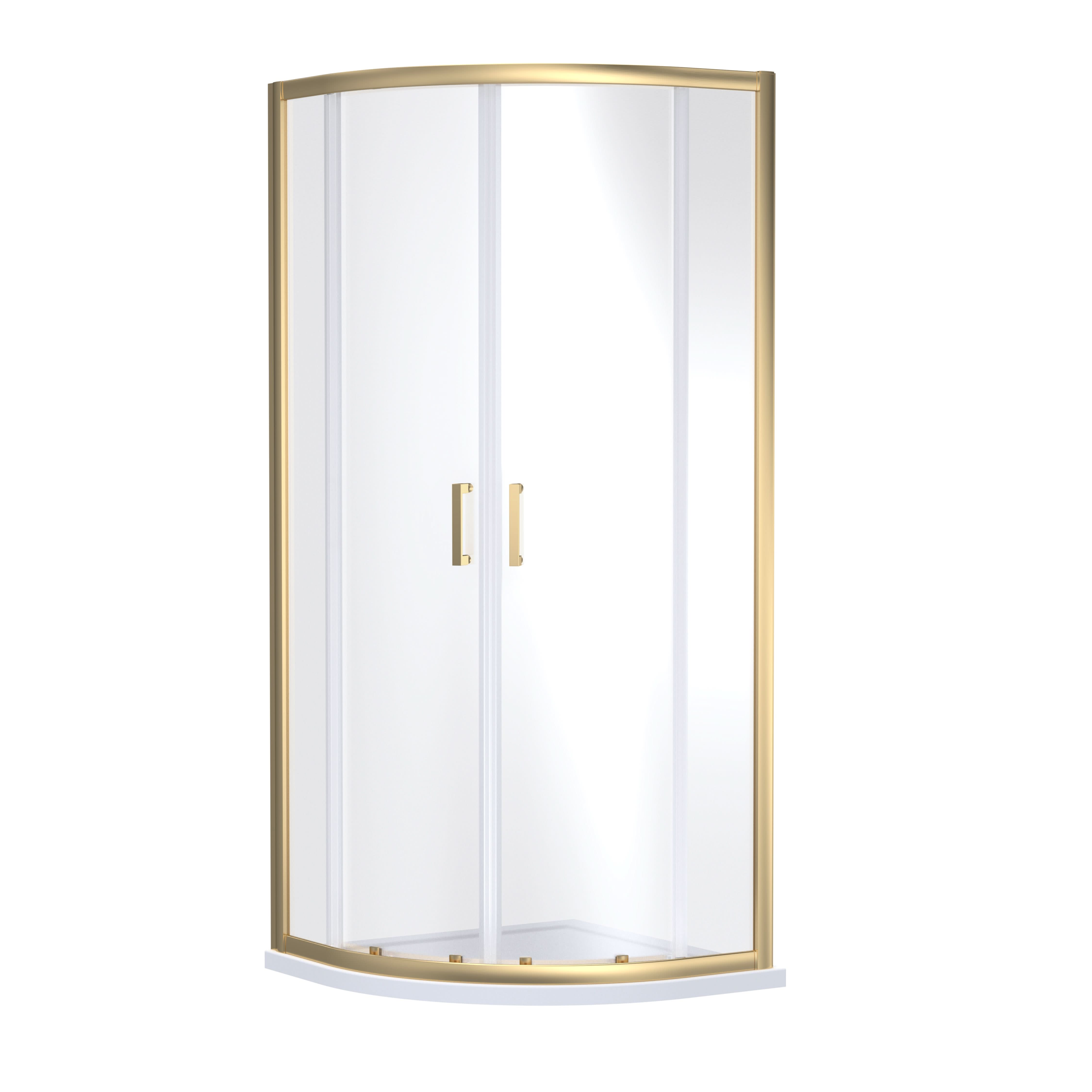 Nuie Rene Offset Quadrant Shower Enclosure, Toughened Glass Sliding Shower Doors with Reversible Design in Brushed Brass, 800 x 800mm