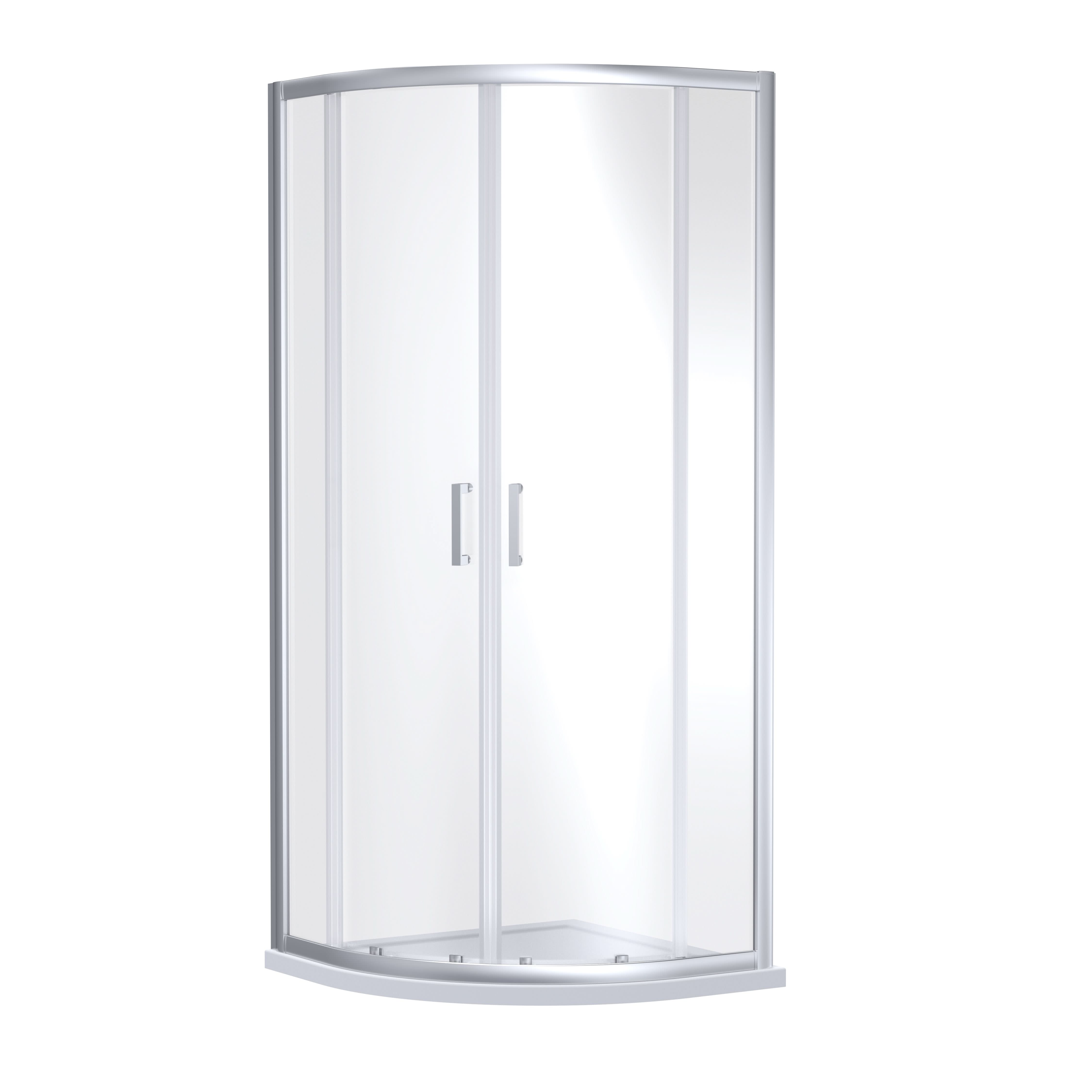 Nuie Rene Offset Quadrant Shower Enclosure, Toughened Glass Sliding Shower Doors with Reversible Design in Chrome, 800 x 800mm