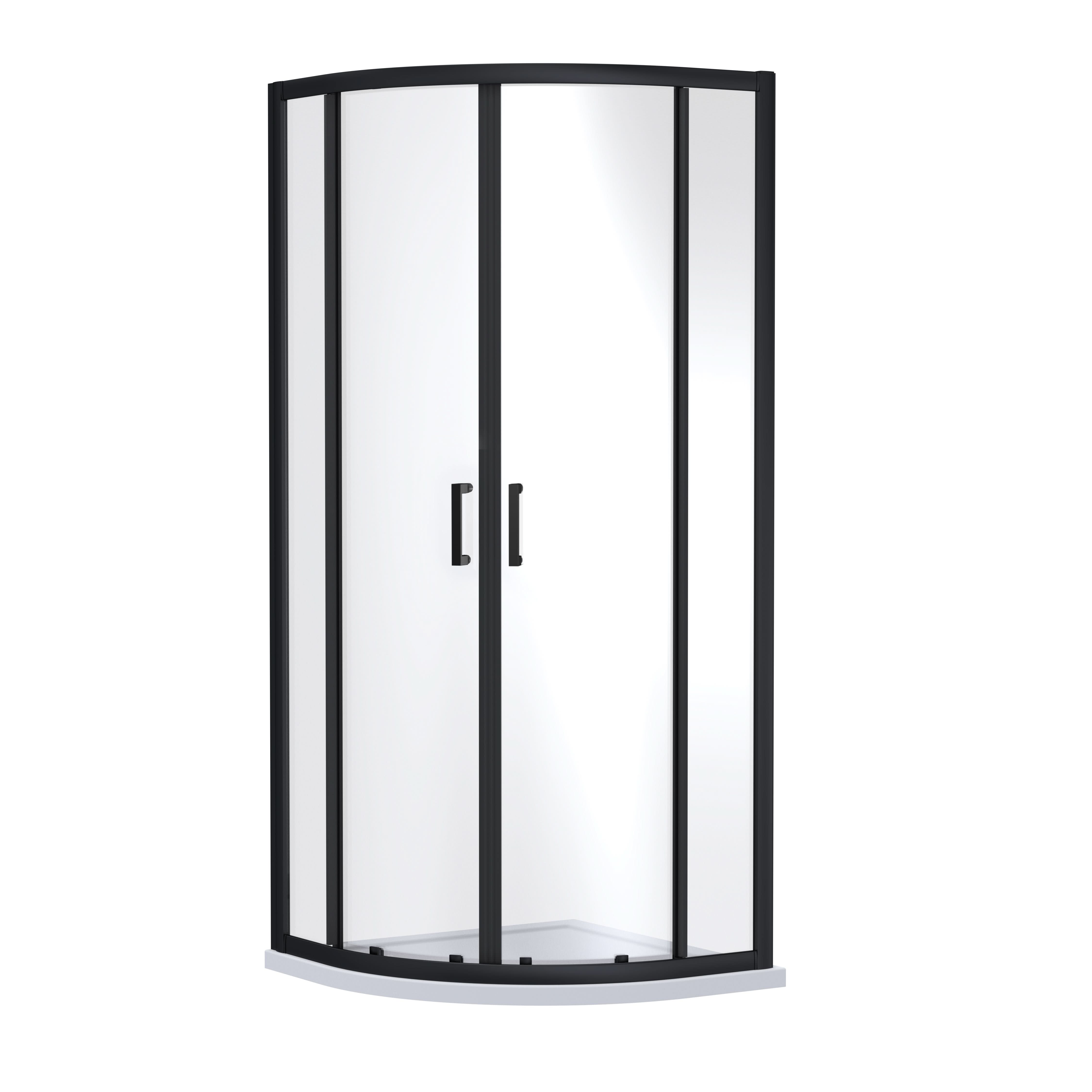 Nuie Rene Offset Quadrant Shower Enclosure, Toughened Glass Sliding Shower Doors with Reversible Design in Matt Black, 900 x 900mm