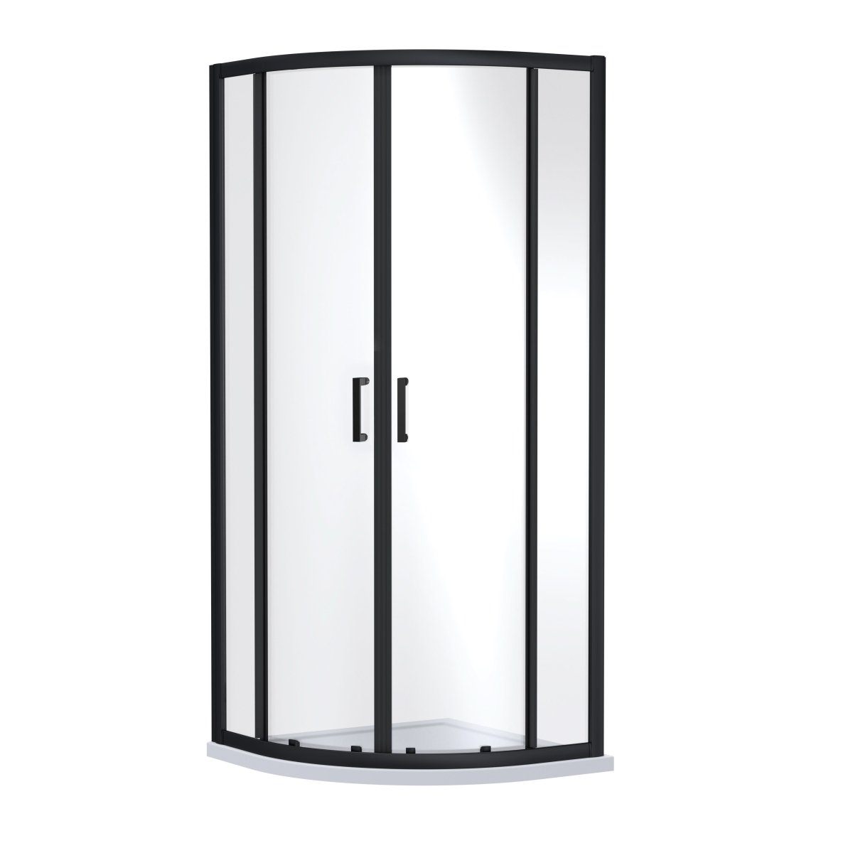 Nuie Rene Offset Quadrant Shower Enclosure, Toughened Glass Sliding Shower Doors with Reversible Design in Matt Black, 900 x 900mm