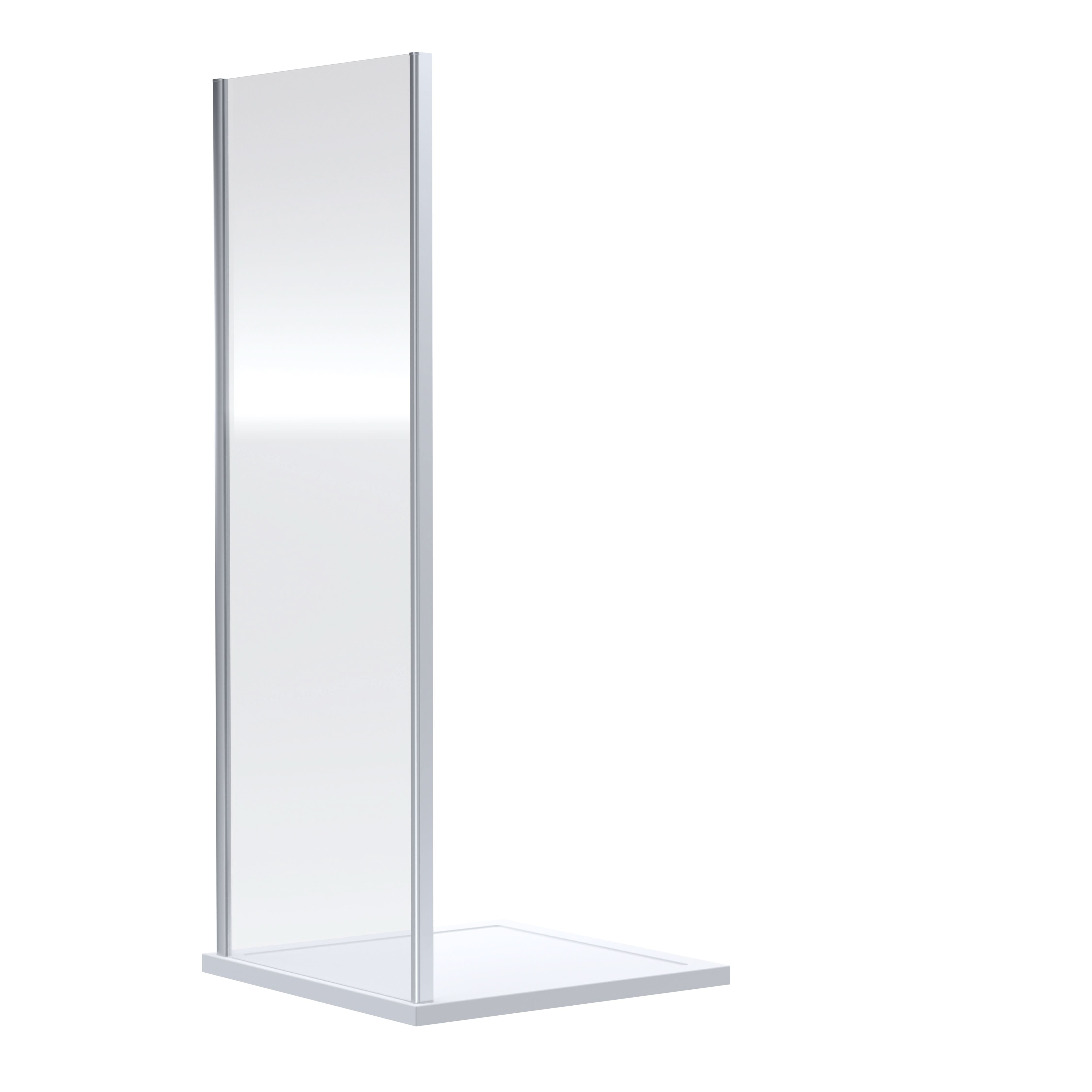 Nuie Rene Shower Side Panel, Durable Aluminium Frame Fixed Shower Screen, Modern Enclosures for Shower in Chrome, 1900 x 1000mm