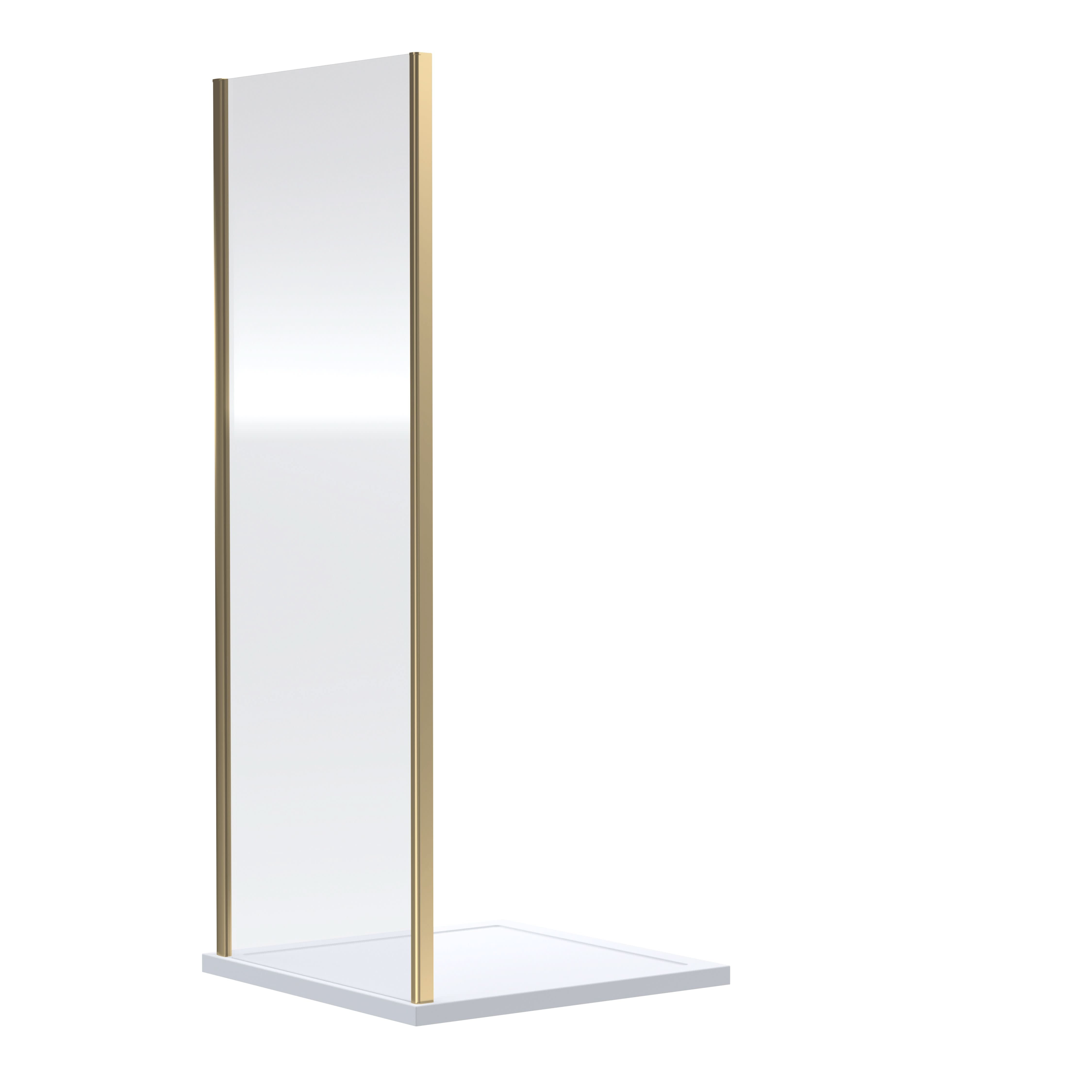 Nuie Rene Shower Side Panel, Durable Aluminium Frame Fixed Shower Screen, Enclosures for Shower in Brushed Brass, 1900 x 800mm