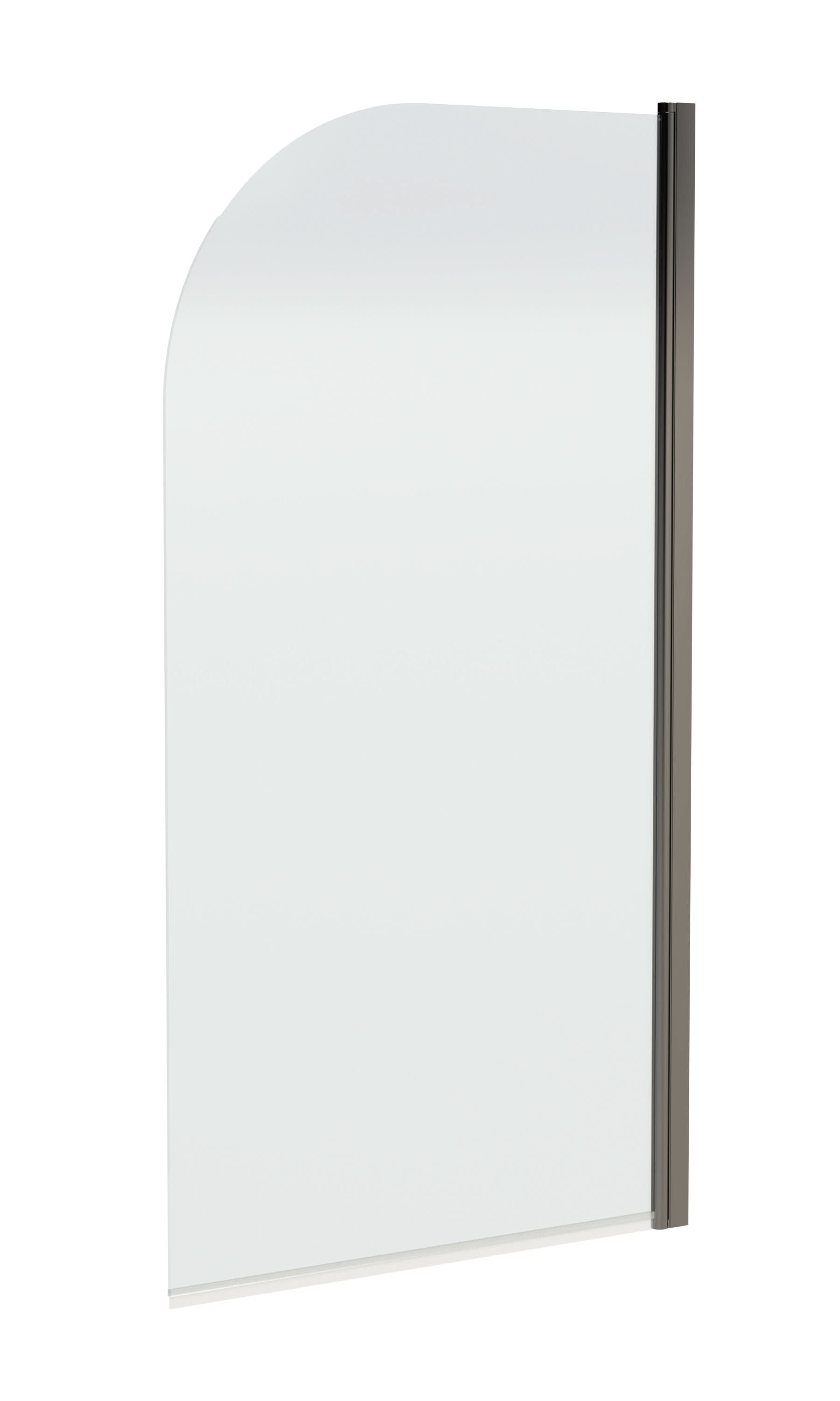 Nuie Round Hinged Bath Screen, Durable Clear Toughened Glass with Reversible Design for Straight Baths, Modern Bath Shower Screen in Brushed Pewter Frame, 6mm