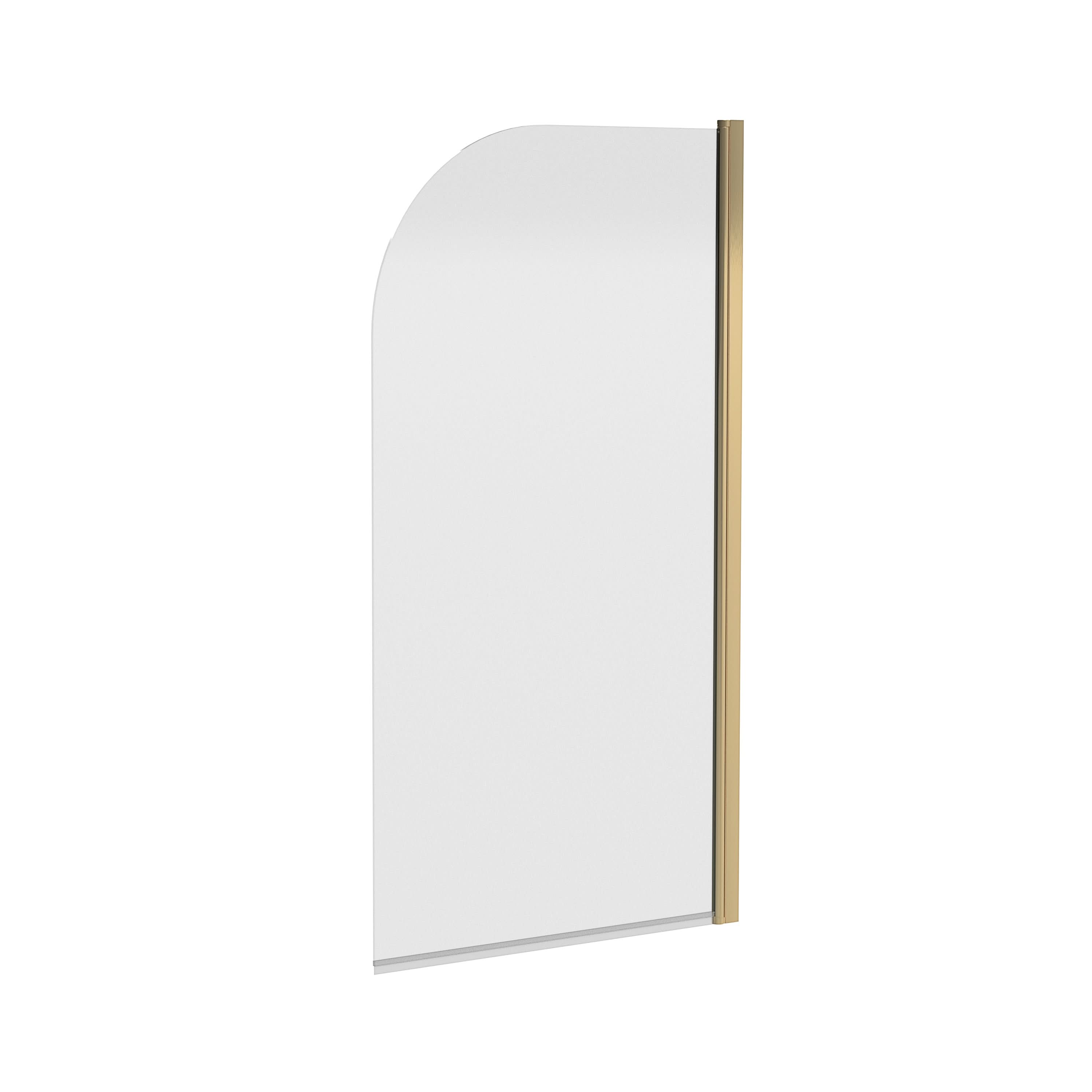 Nuie Pacific Round Top Hinged Shower Bath Screen - 1430mm x 785mm - Brushed Brass