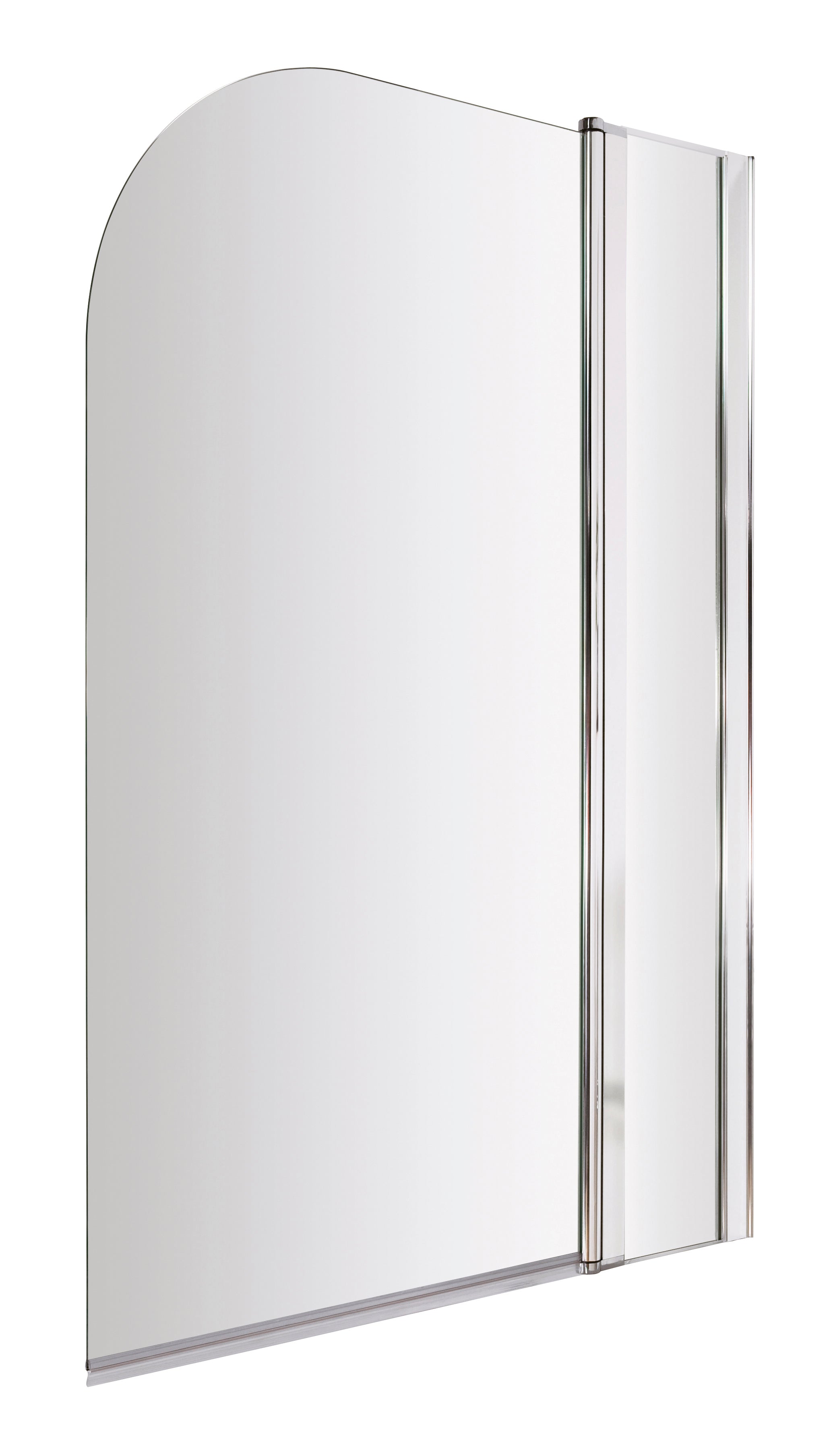 Nuie Pacific Round Top Hinged Shower Bath Screen With Fixed Panel - 1430mm x 790mm - Polished Chrome