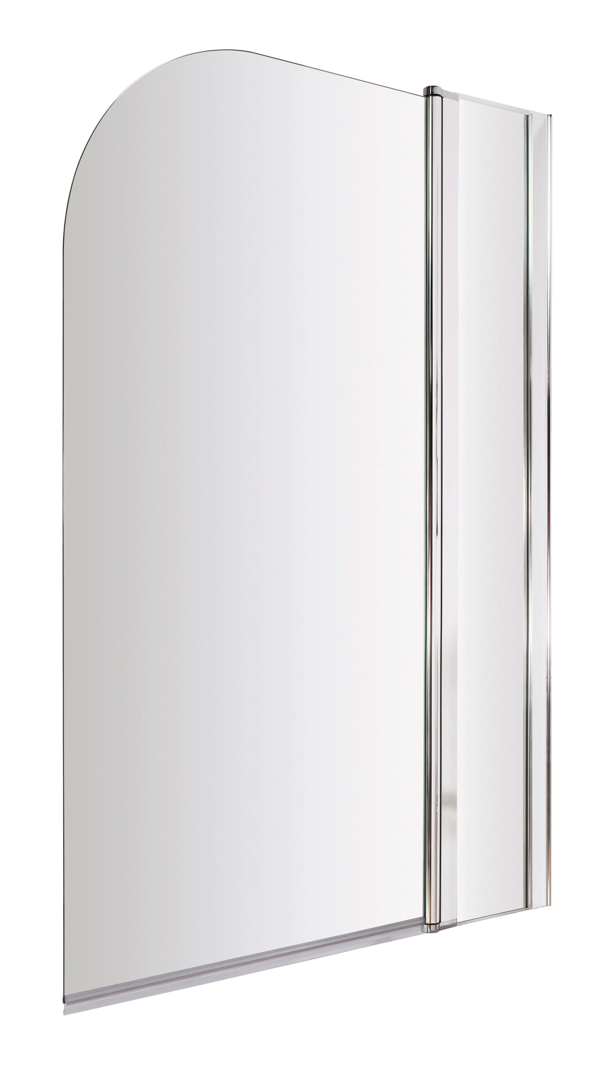 Nuie Pacific Round Top Hinged Shower Bath Screen With Fixed Panel - 1430mm x 790mm - Polished Chrome