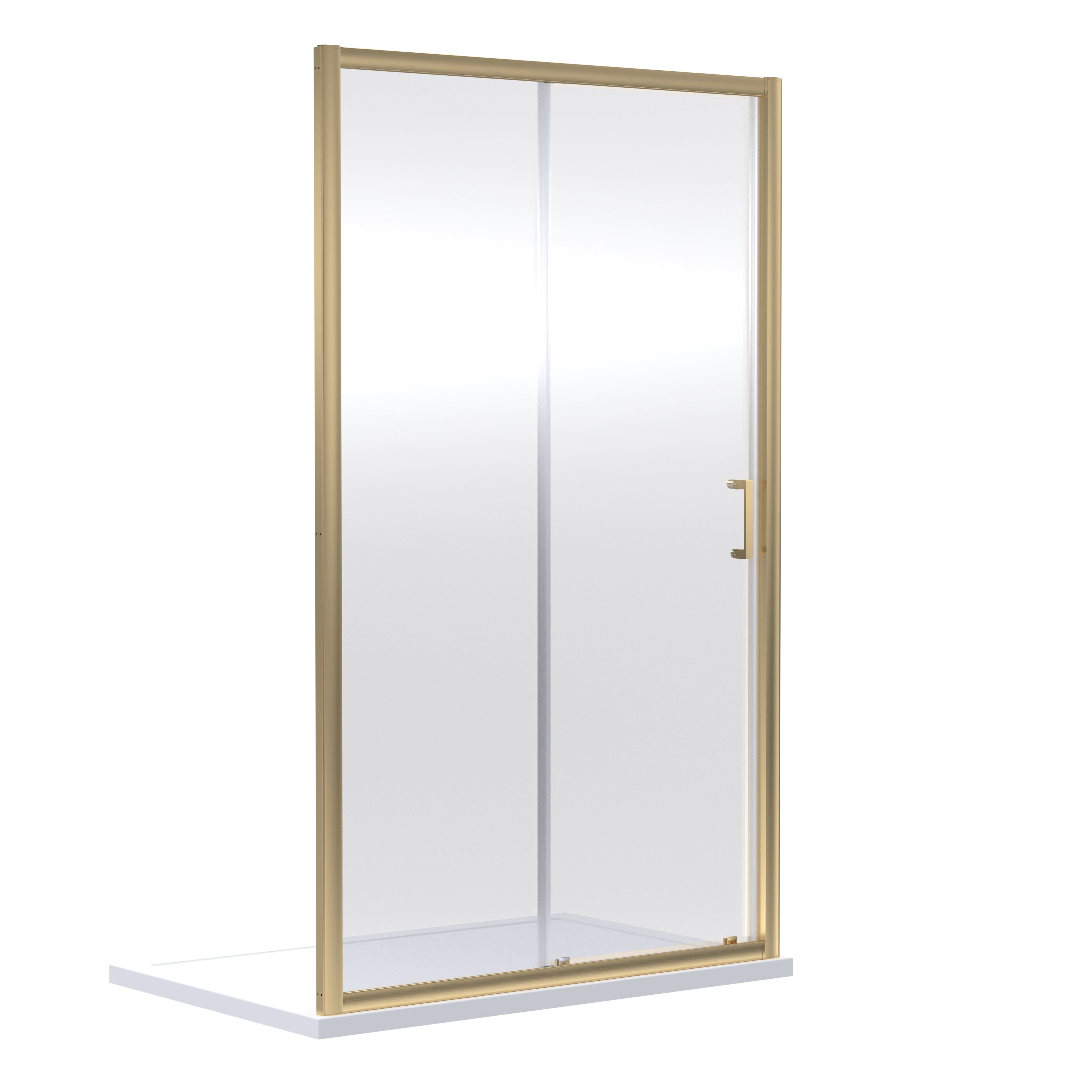 Nuie Rene Sliding Shower Door, Durable Toughened Glass, Reversible Sliding Shower Screen Enclosure in Brushed Brass, 1900 x 1500mm