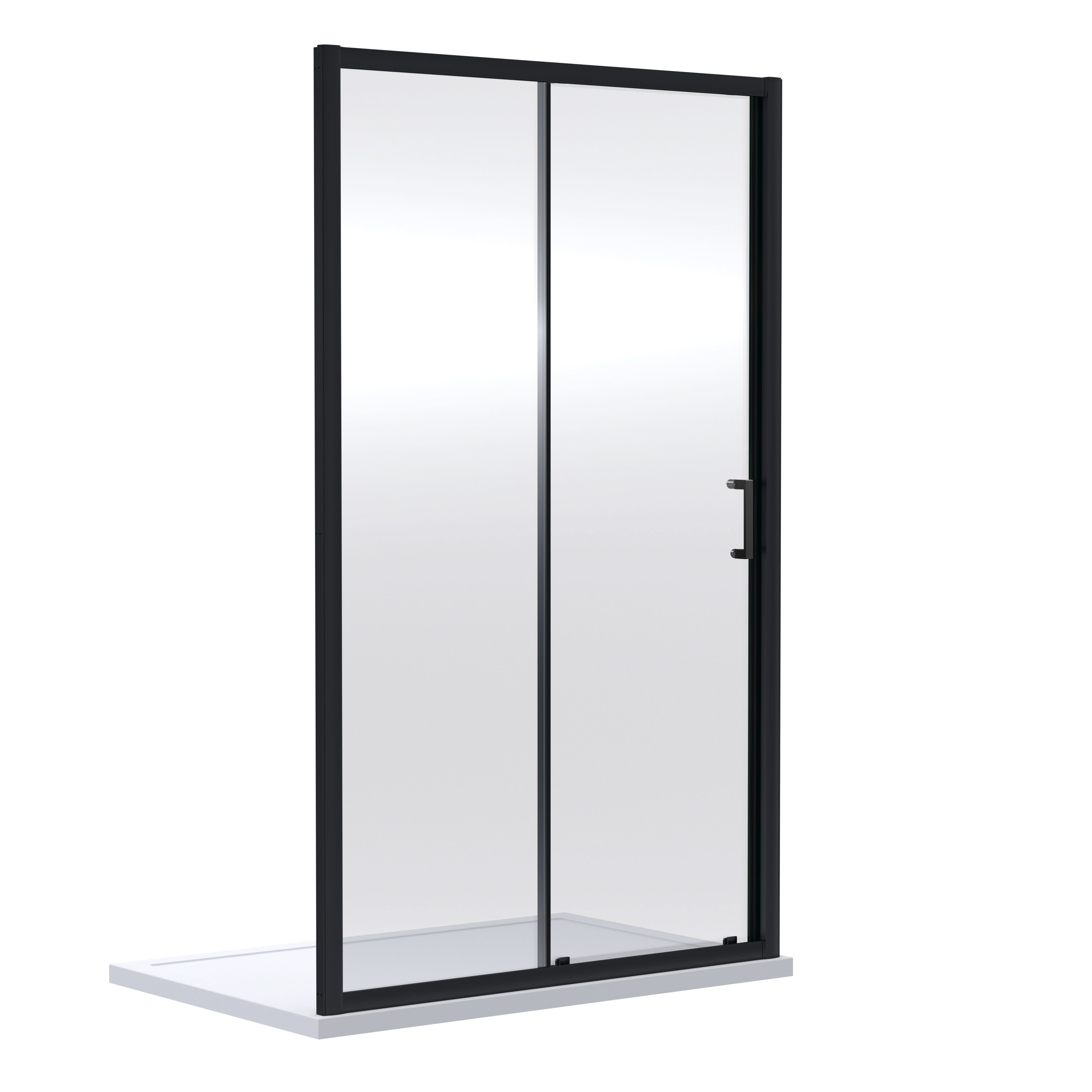 Nuie Rene Sliding Shower Door, Durable Toughened Glass, Reversible Sliding Shower Screen Enclosure in Matt Black, 1900 x 1700mm