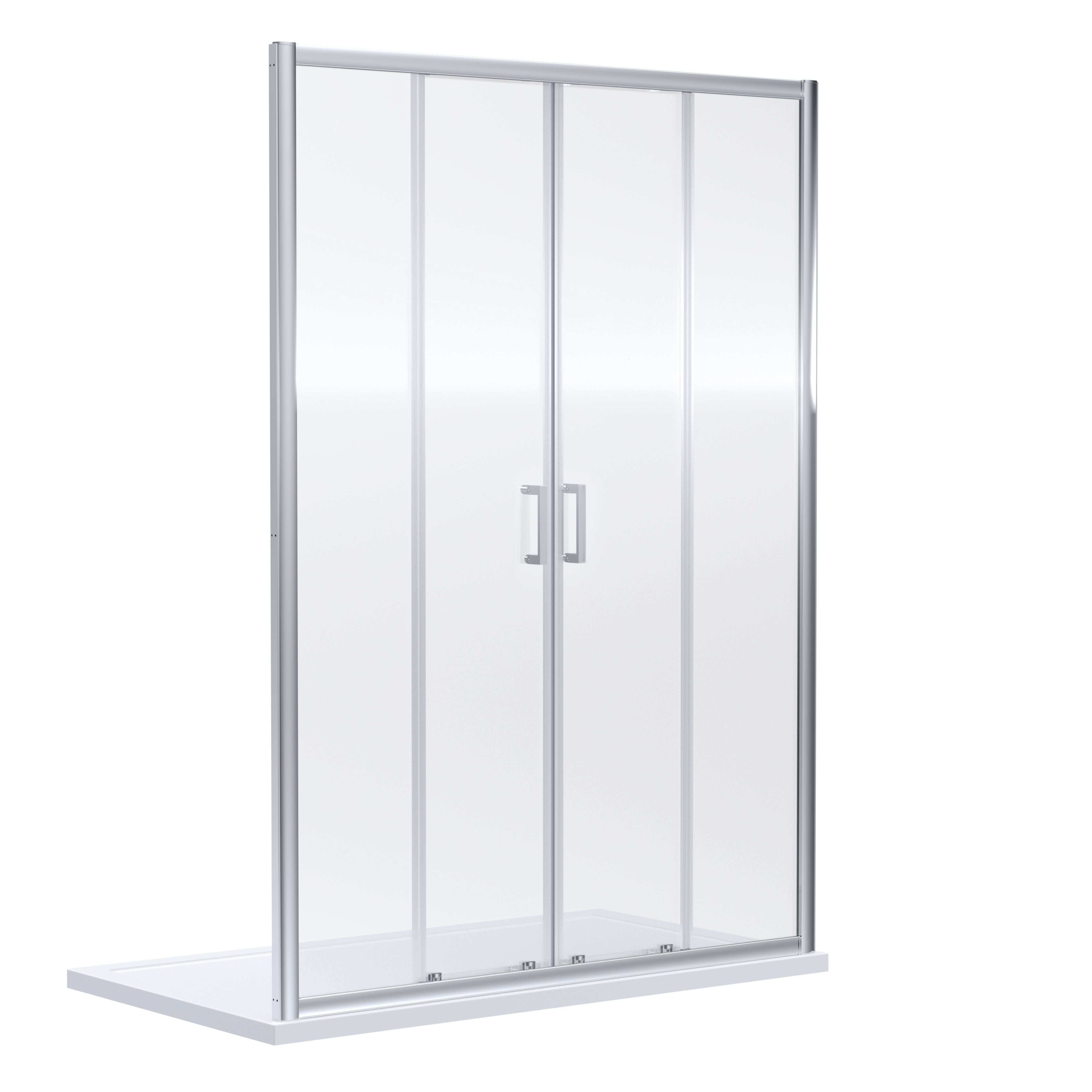 Nuie Rene Double Sliding Shower Door, Durable Toughened Glass Shower Screens, Shower Accessories in Chrome Finish, 1900 x 1700mm