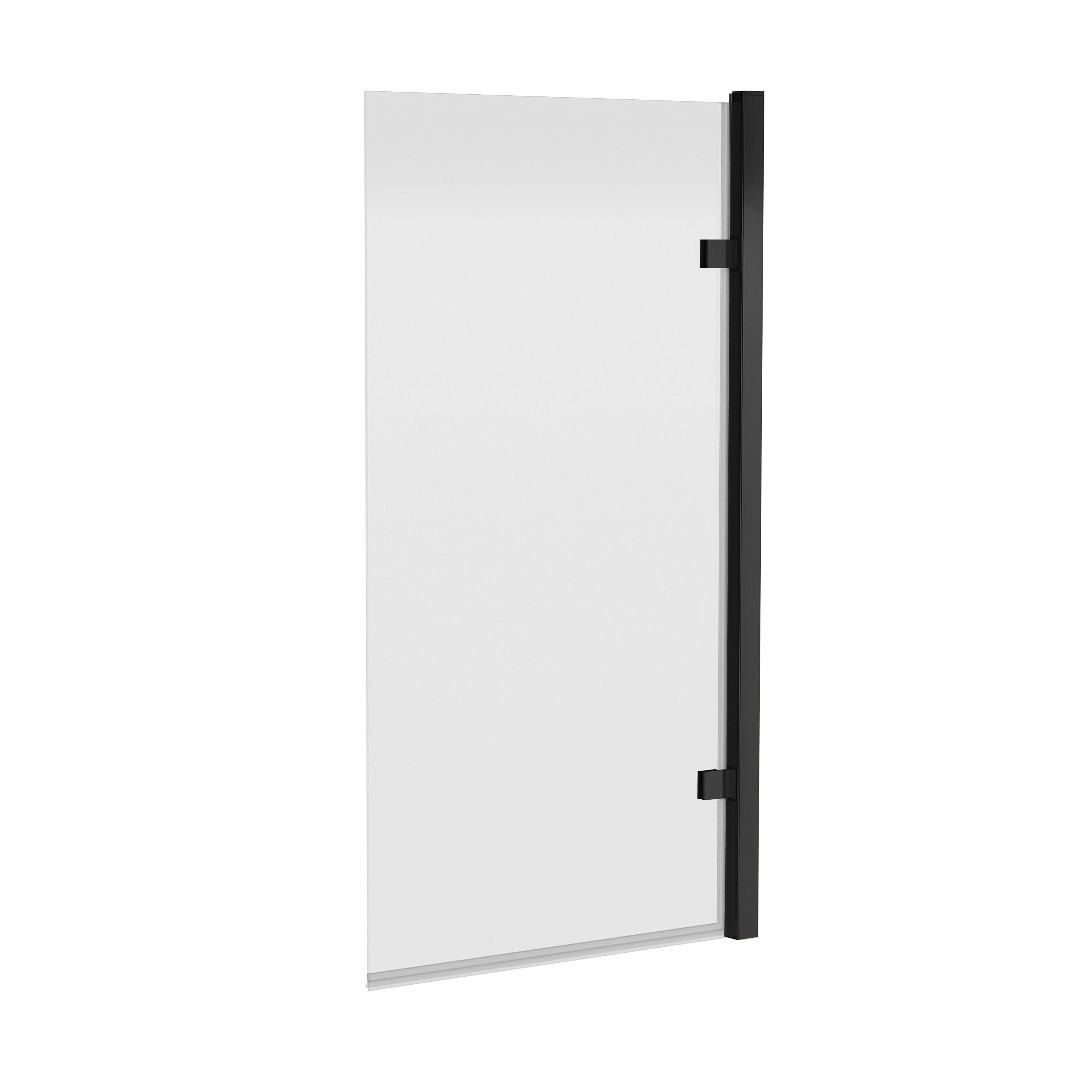 Nuie Square Hinged Bath Screen, Durable Toughened Safety Glass with Reversible Fit for Straight Baths, Modern Bath Shower Screen Panel in Matt Black Finish, 8mm
