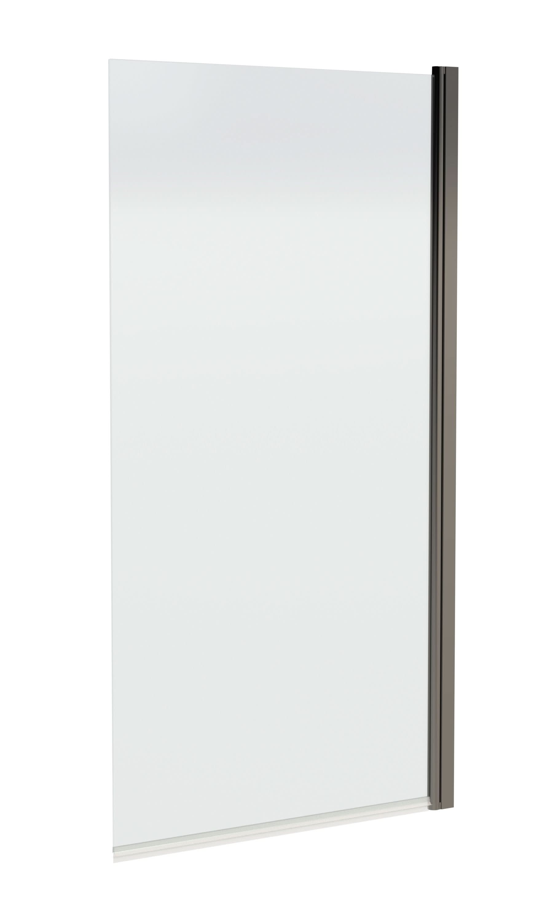 Nuie Square Bath Shower Screen, Durable Toughened Glass with Reversible Glass Bath Shower Panel for Straight Baths, Modern Bath Shower Screen in Brushed Pewter, 6mm