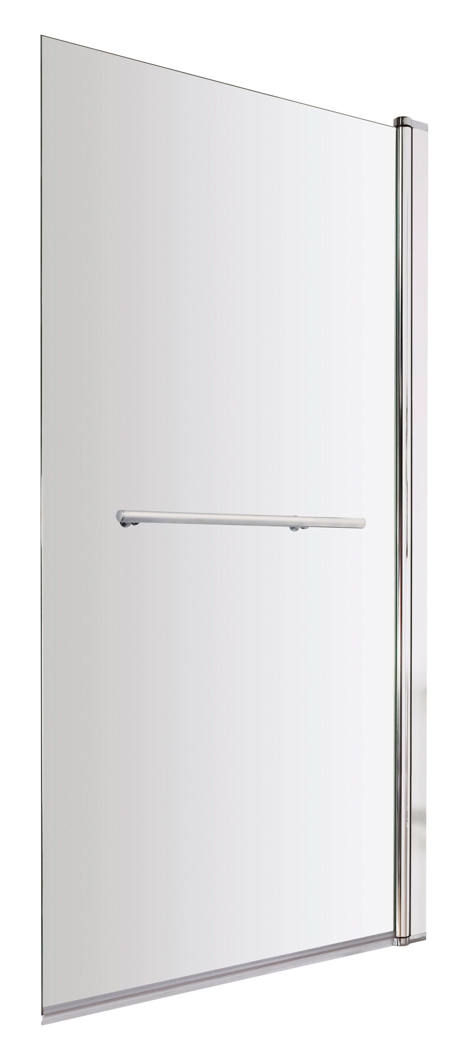 Nuie Pacific Square Hinged Shower Bath Screen With Towel Rail - 1430mm x 790mm - Polished Chrome