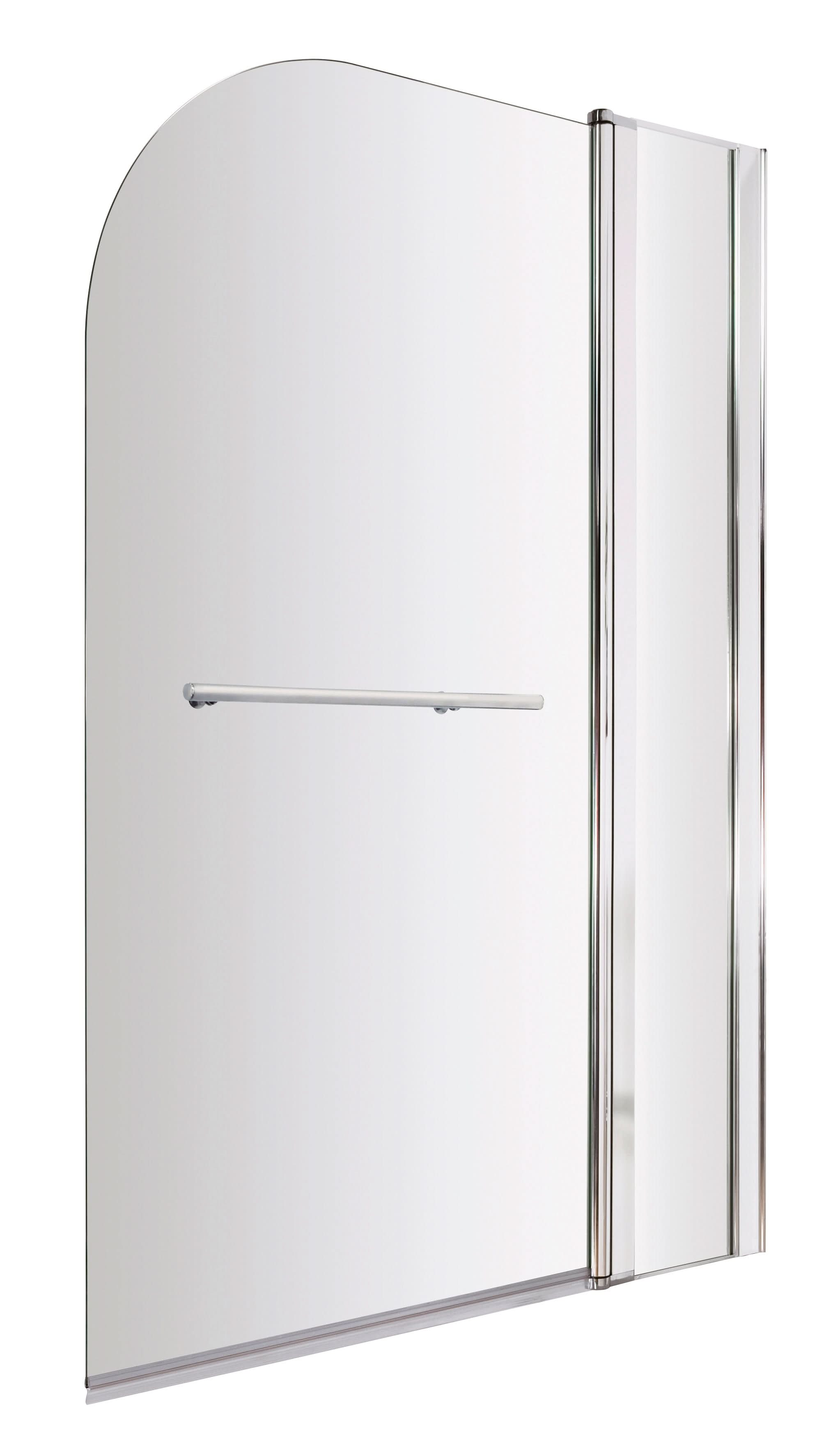 Nuie Pacific Round Top Hinged Shower Bath Screen With Fixed Panel And Rail - 1435mm x 1005mm - Polished Chrome