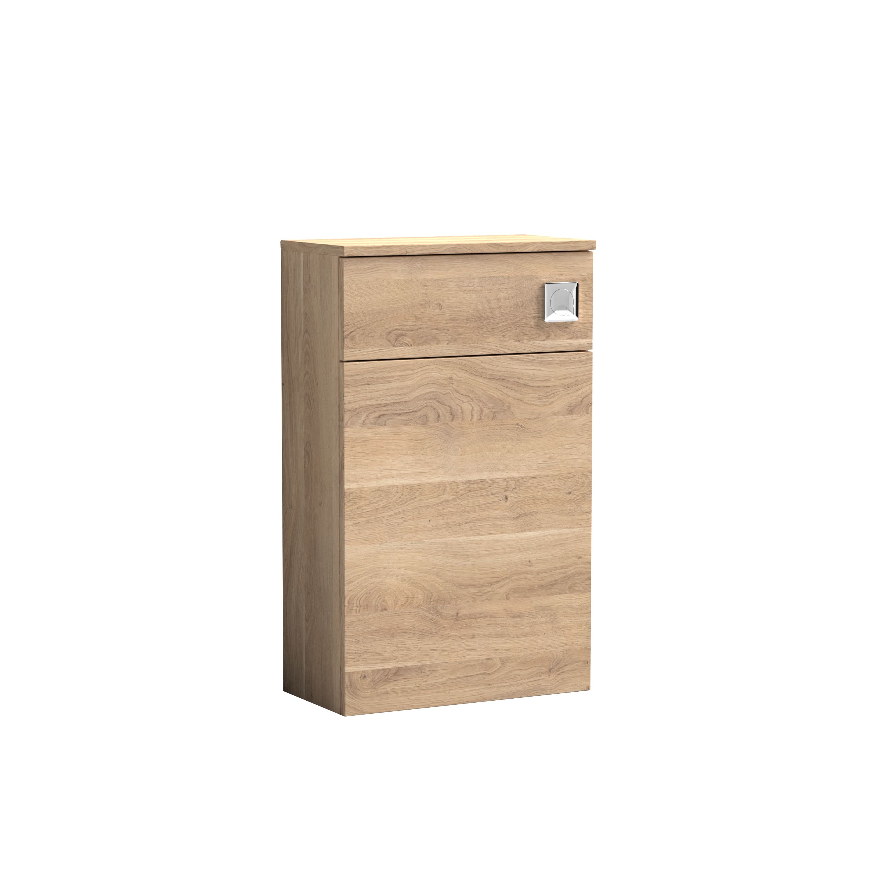Nuie Arno Floor Standing Back To Wall WC Unit, Durable Compact Bathroom WC Unit in Painted Matt Finish in Bleached Oak, 500mm (235 Deep)