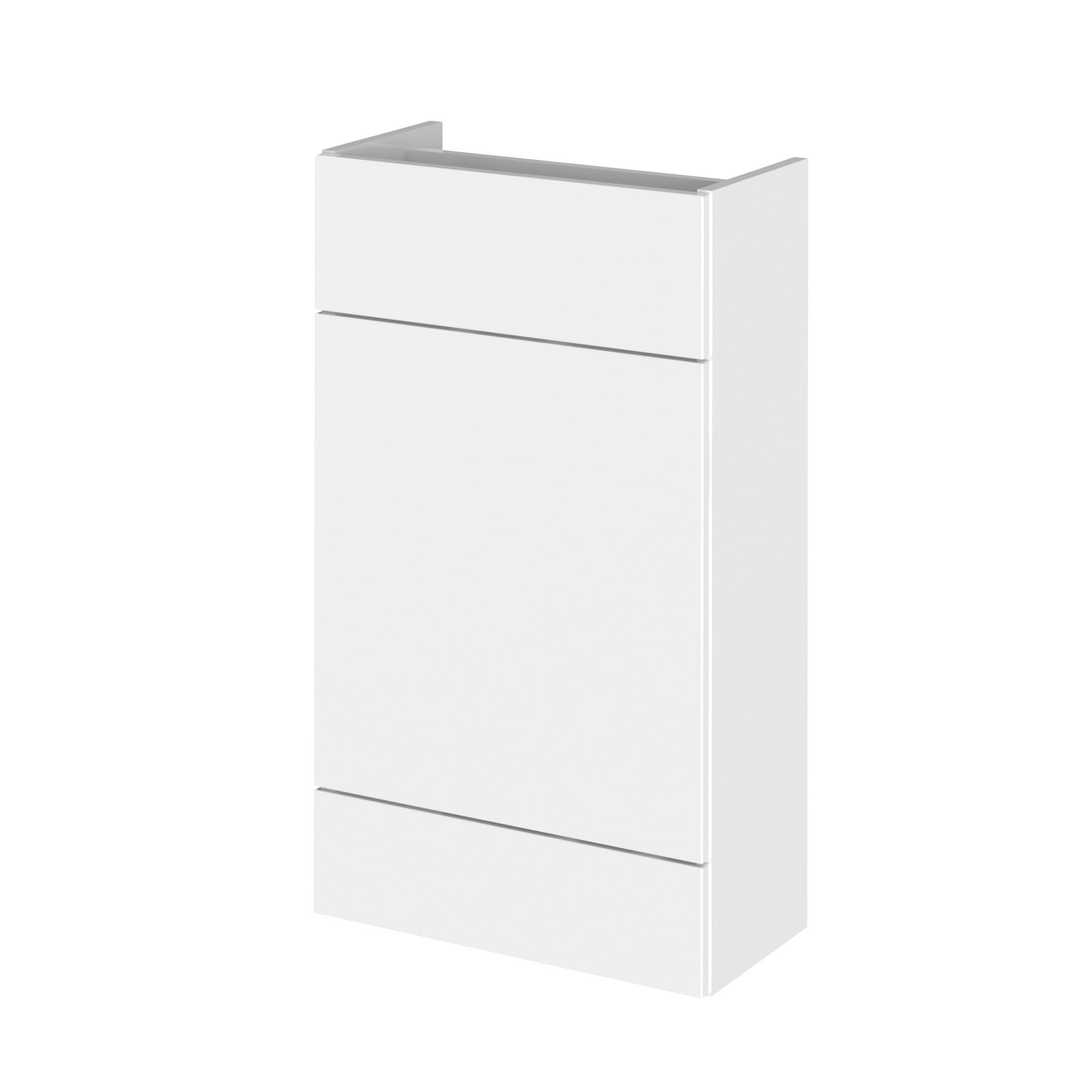 Hudson Reed Fusion Fitted Floor Standing WC Unit, Compact Back to Wall Bathroom WC Unit for Small Bathrooms in Gloss White, 500mm
