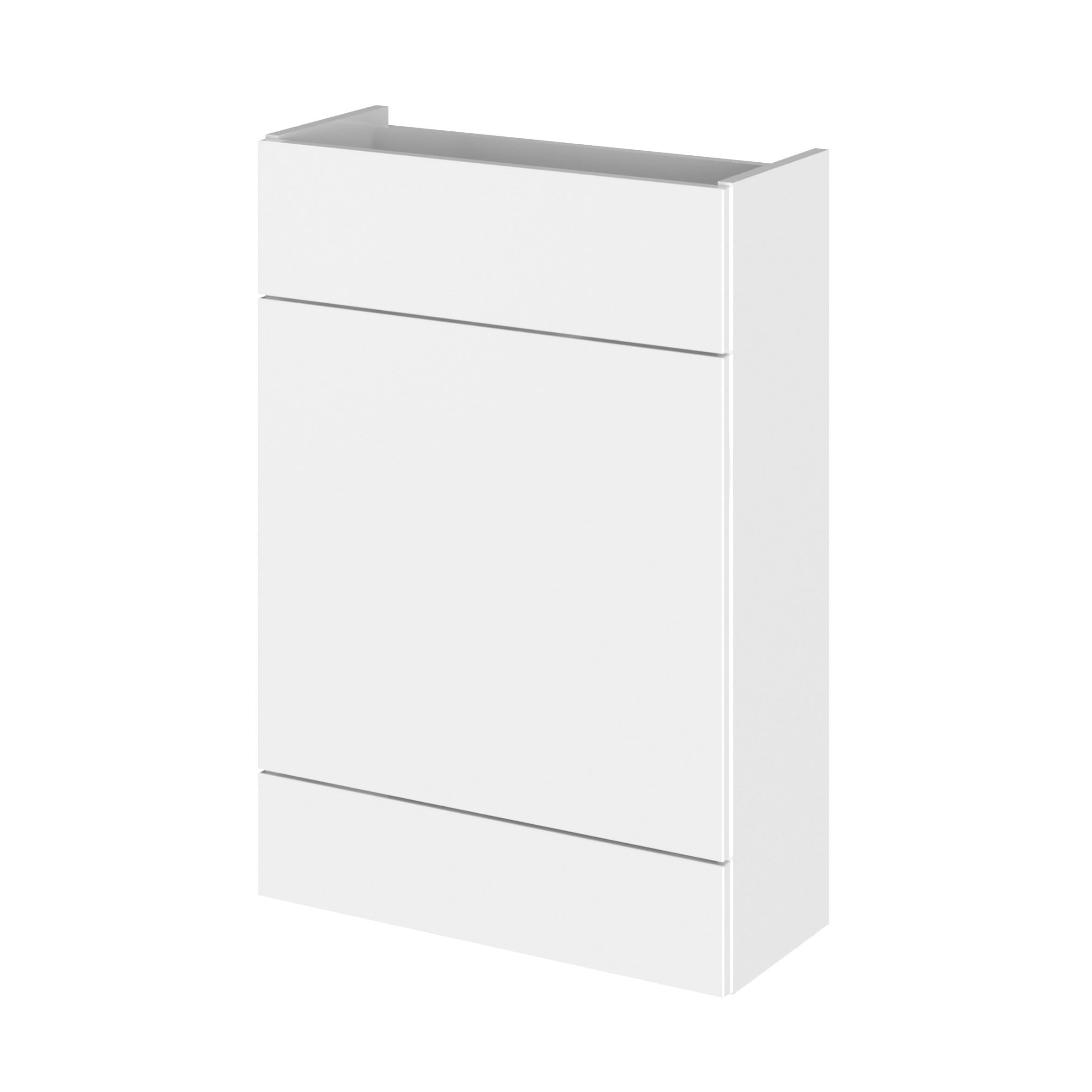 Hudson Reed Fusion Fitted Floor Standing WC Unit, Compact Back to Wall Bathroom WC Unit for Small Bathrooms in Gloss White, 600mm