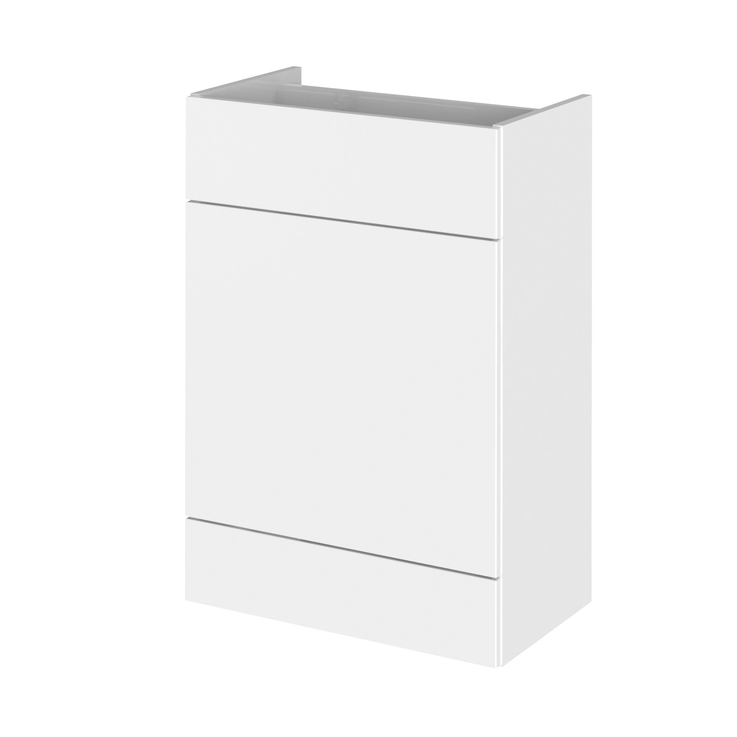 Hudson Reed Fusion Fitted Floor Standing Back to Wall WC Unit, Modern Full Depth Vanity and WC Unit in Gloss White, 600mm