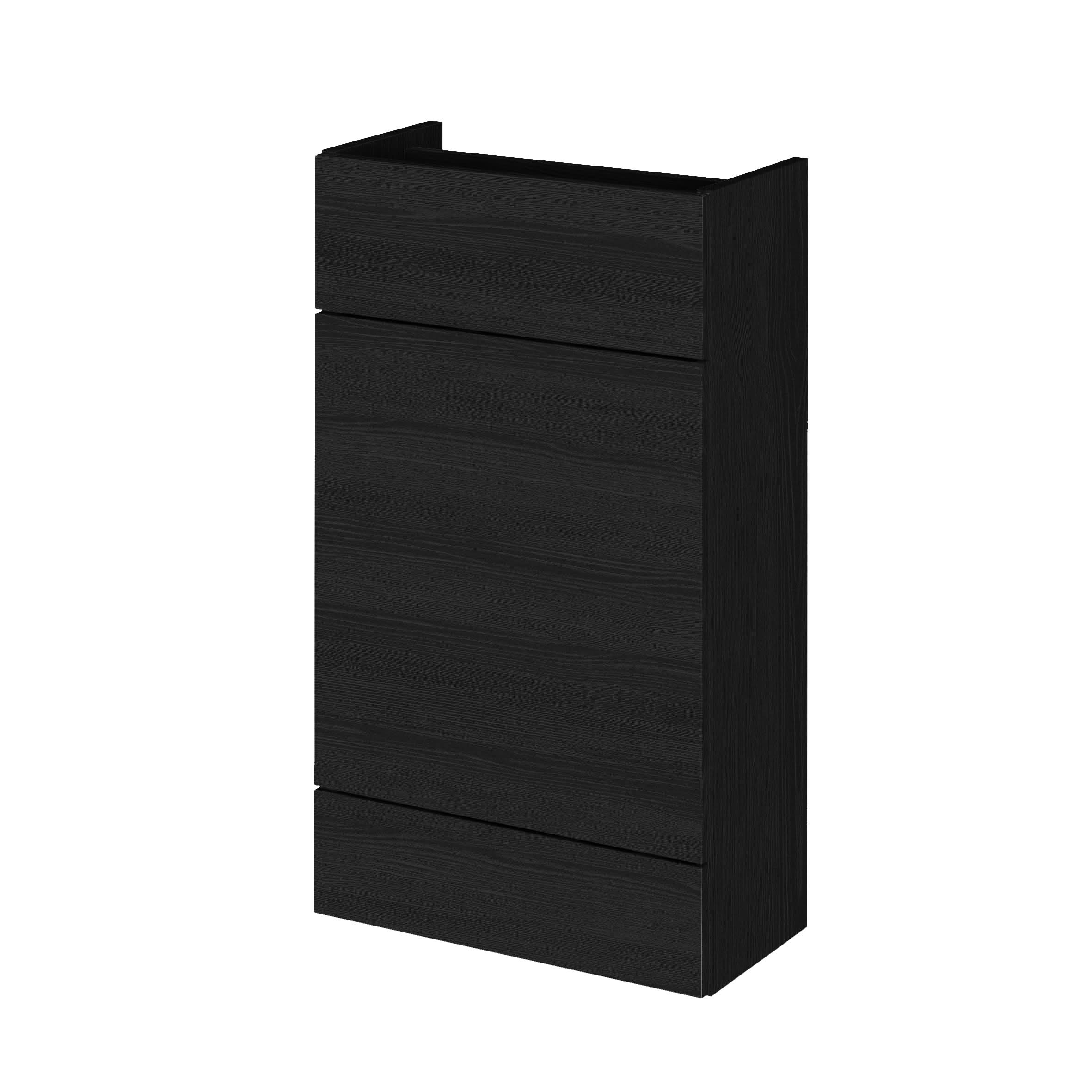Hudson Reed Fusion Fitted Floor Standing WC Unit, Compact Back to Wall Bathroom WC Unit for Small Bathrooms in Charcoal Black, 500mm