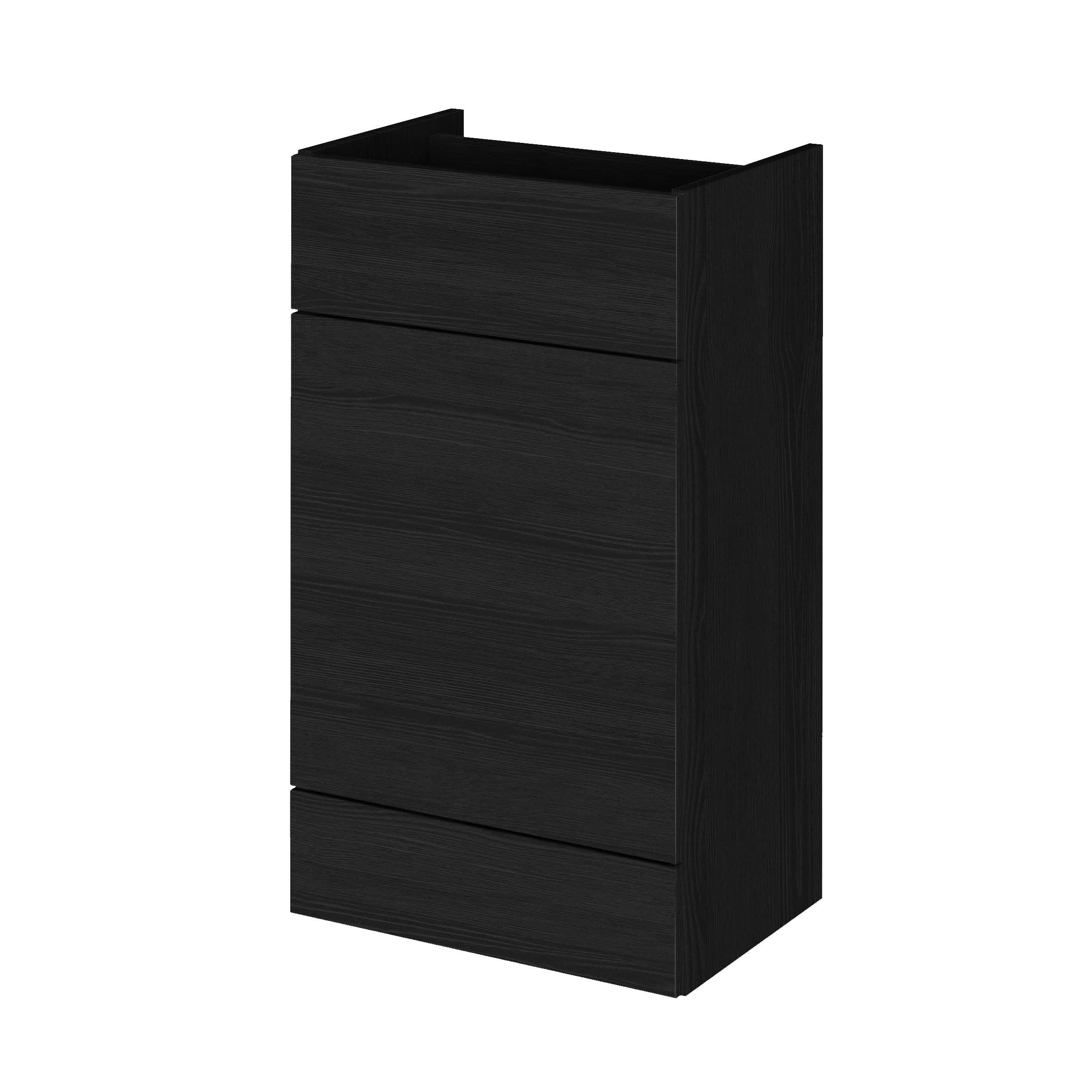 Hudson Reed Fusion Fitted Floor Standing Back to Wall WC Unit, Modern Full Depth Vanity and WC Unit in Charcoal Black, 500mm