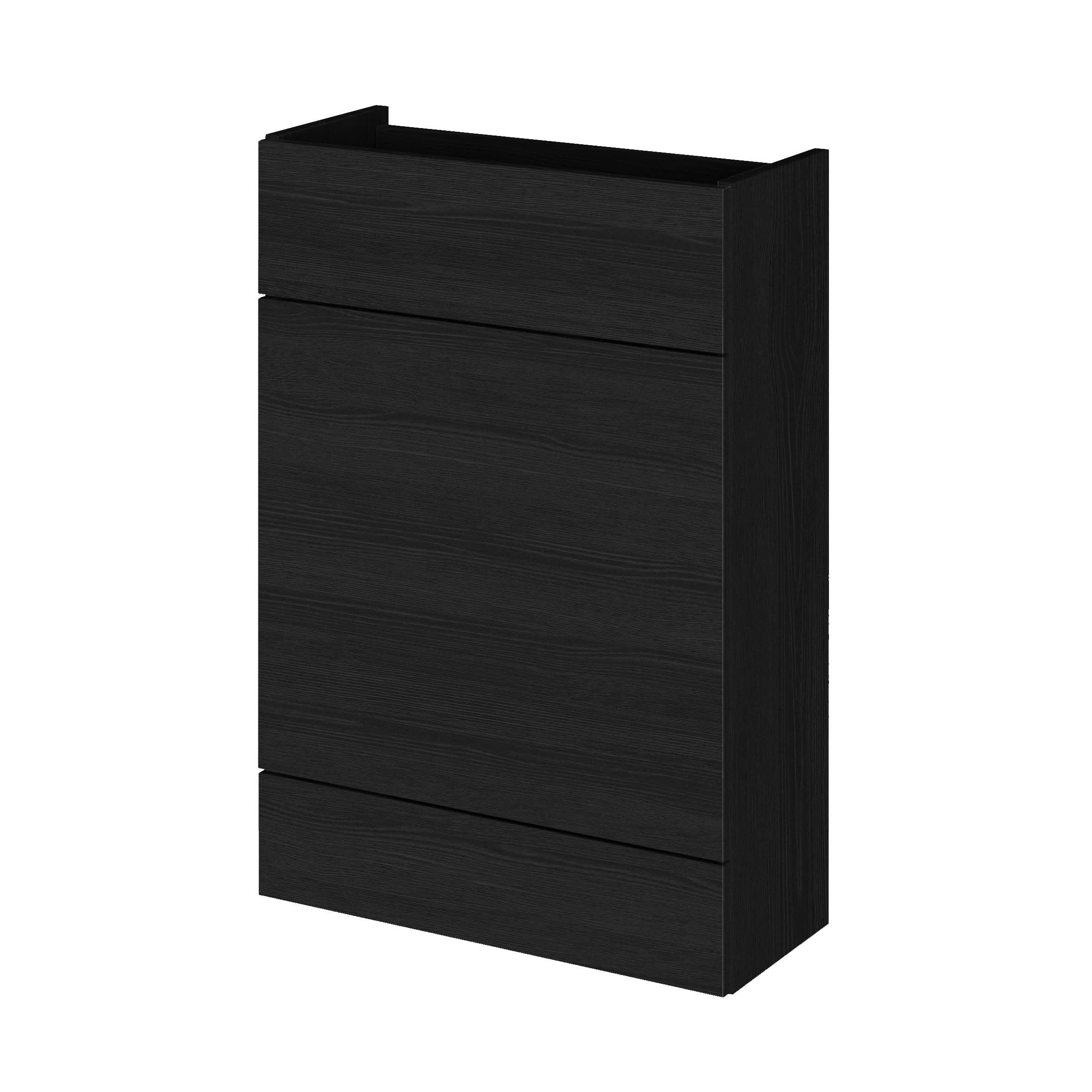 Hudson Reed Fusion Fitted Floor Standing WC Unit, Compact Back to Wall Bathroom WC Unit for Small Bathrooms in Charcoal Black, 600mm