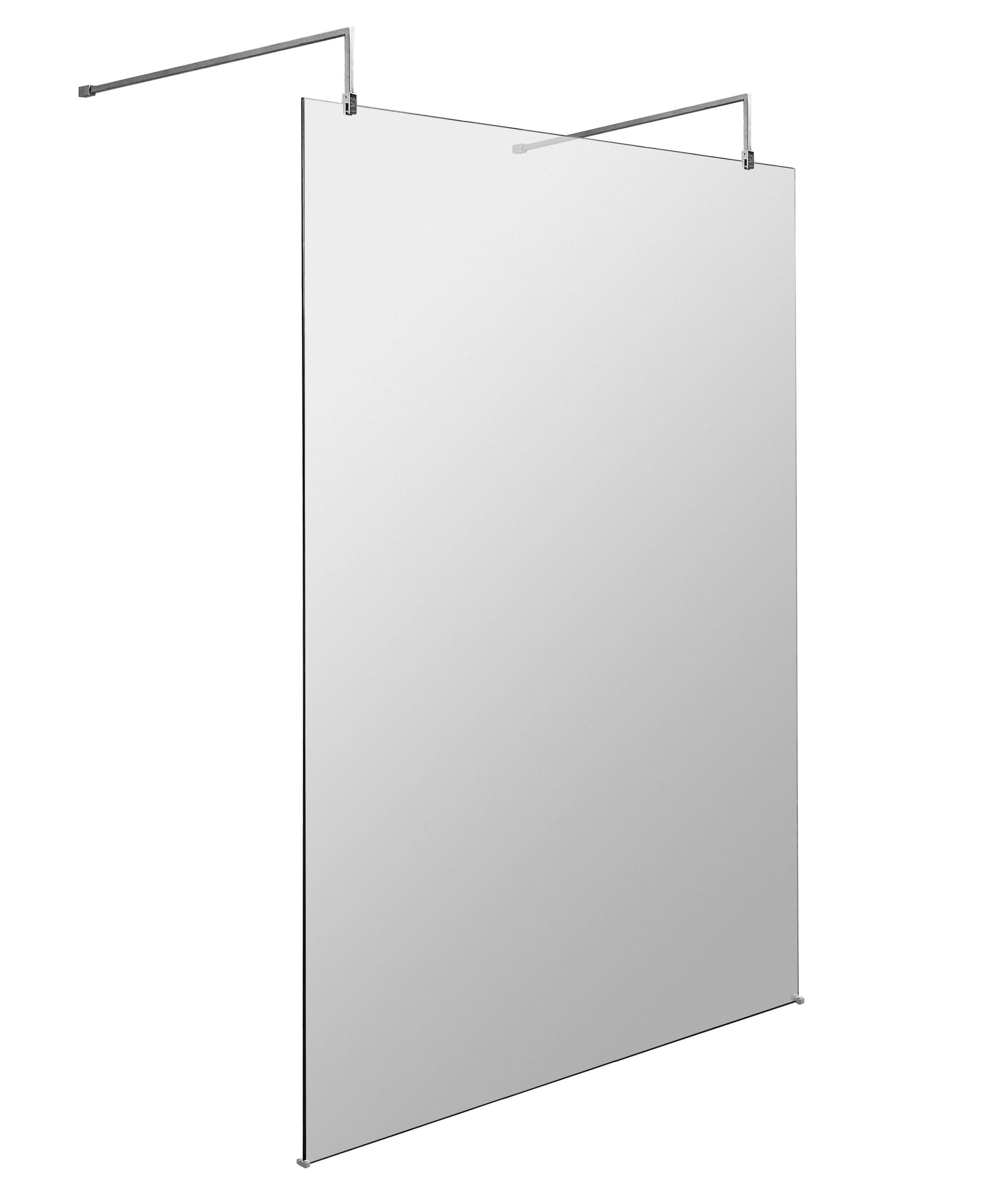 Hudson Reed 1400mm Wetroom Screen with Arms and Feet, 8mm Toughened Glass, Polished Chrome Wetroom Screens, Frameless Design