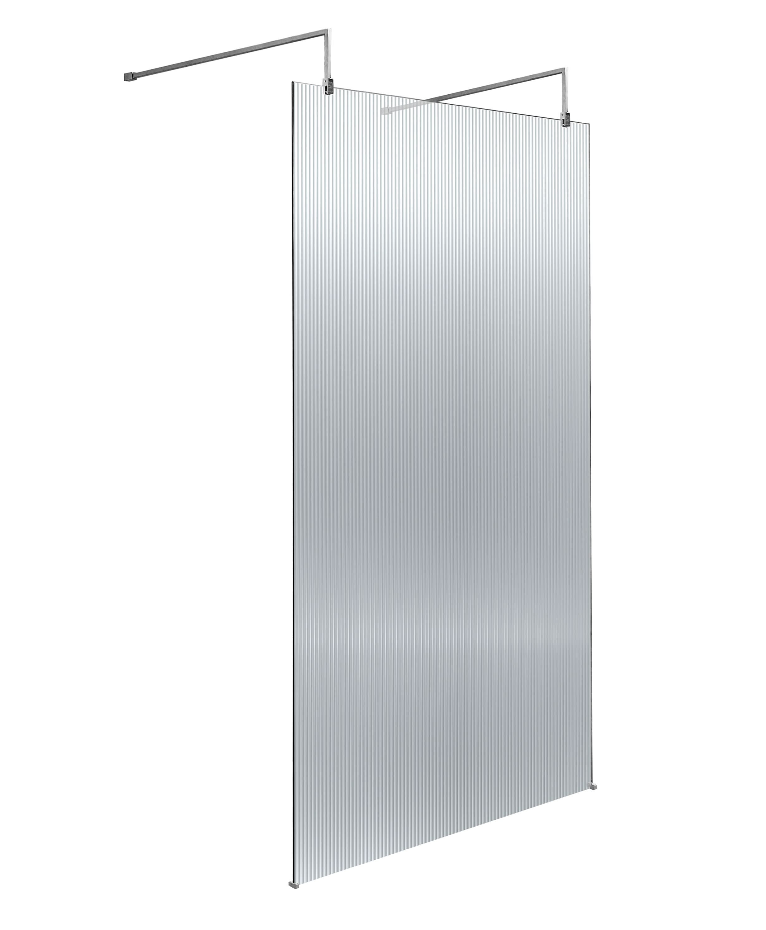 Hudson Reed Fluted Wetroom Screen with Arms and Feet, Durable Toughened Glass Wetroom Panel in Polished Chrome, 1000mm