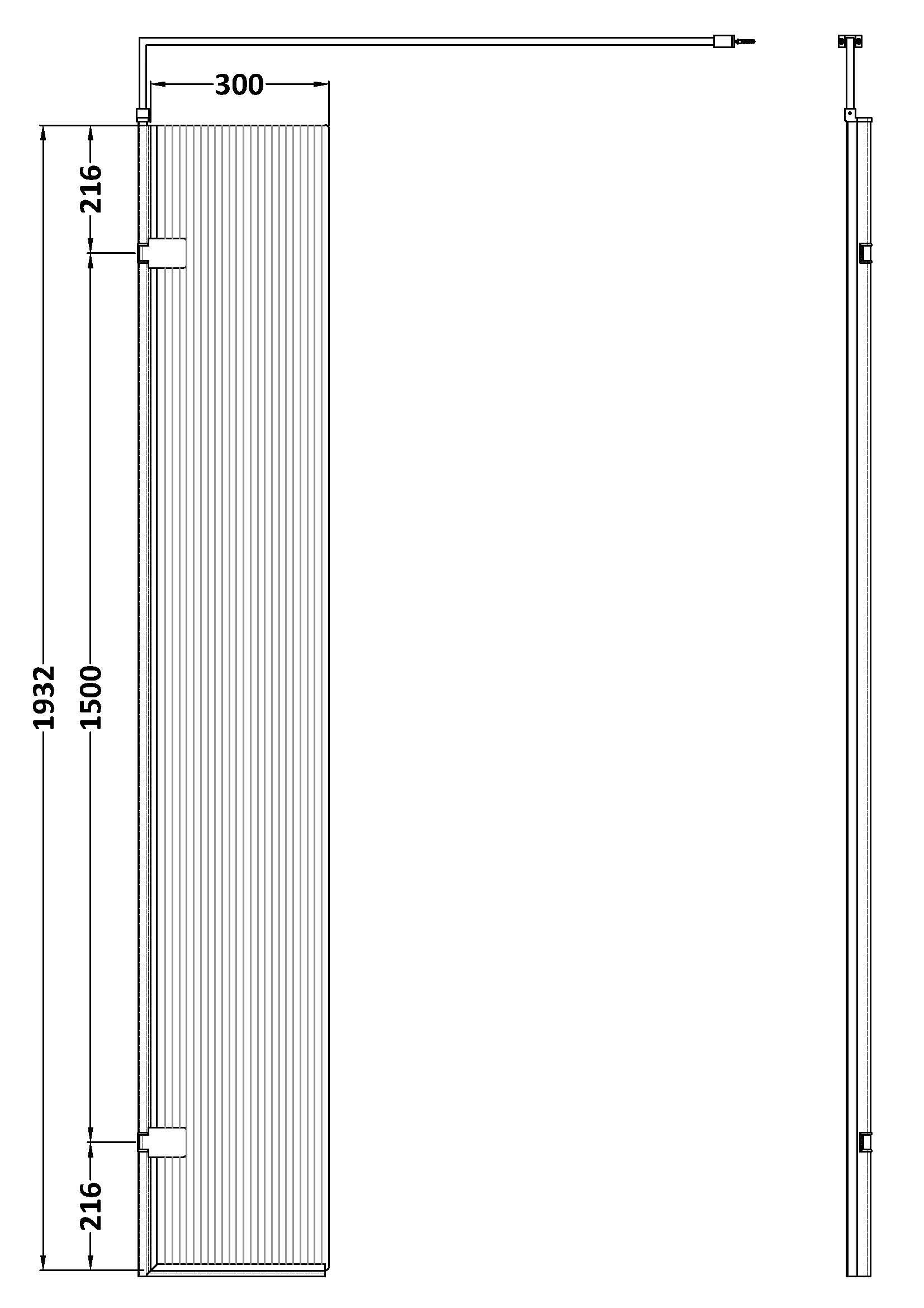 Nuie Fluted Wetroom Swing Return Screen, Durable Toughened Safety Glass Wet Room Panel Screen in Chrome, 300 x 1950mm