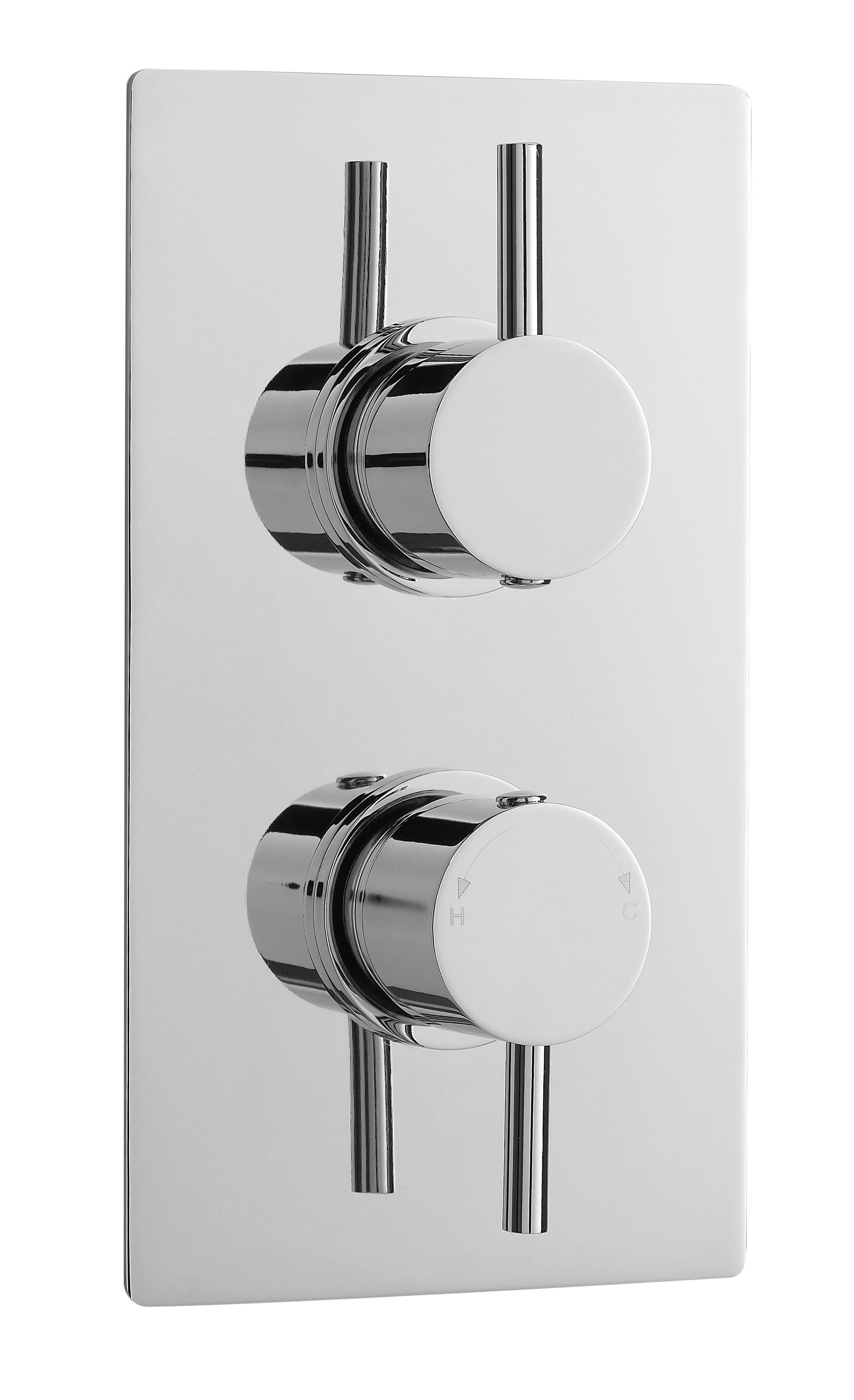 Nuie Quest Dual Handle Rectangular Concealed Shower Valve - Chrome