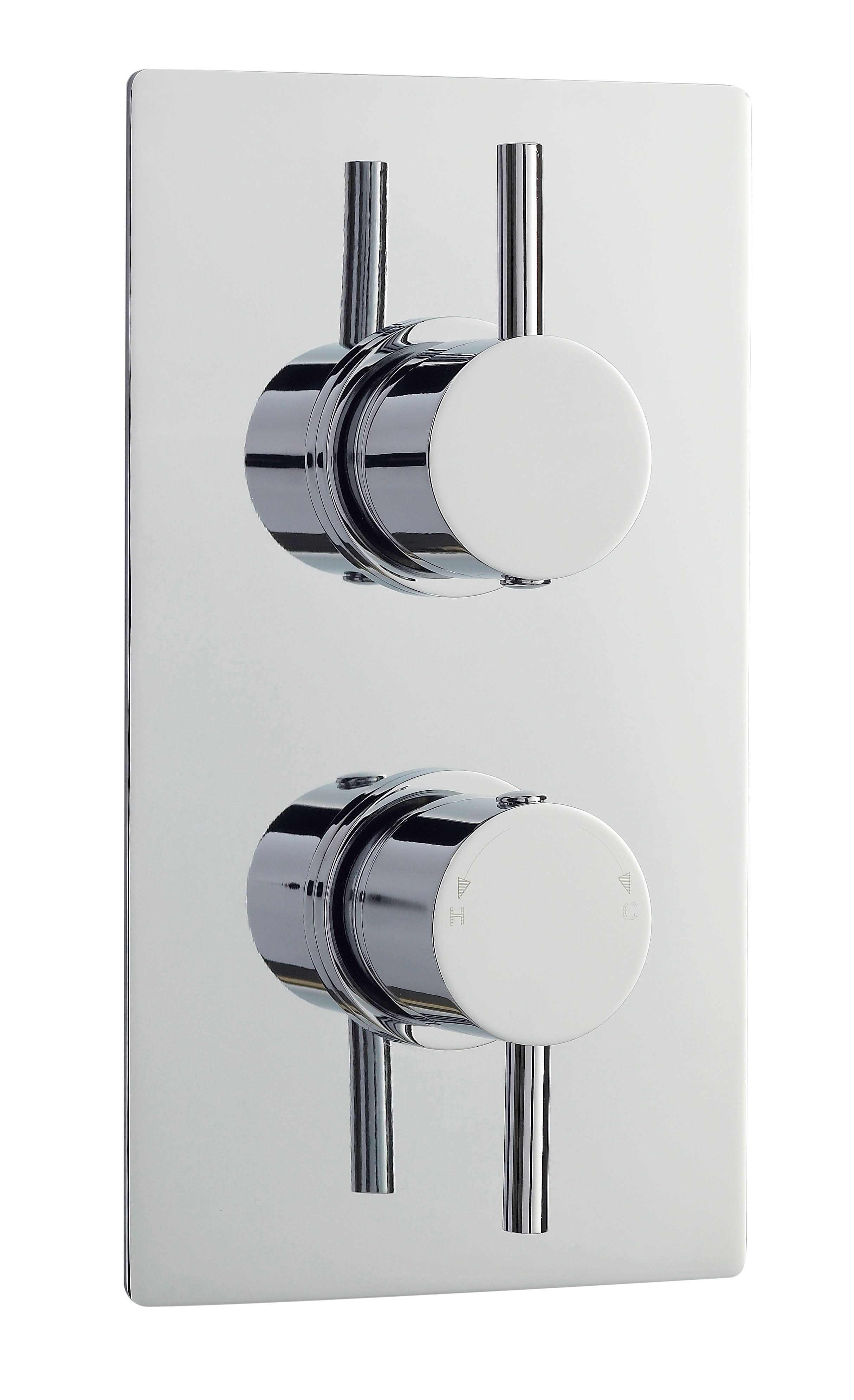 Nuie Quest Dual Handle Rectangular Concealed Shower Valve With Diverter - Chrome