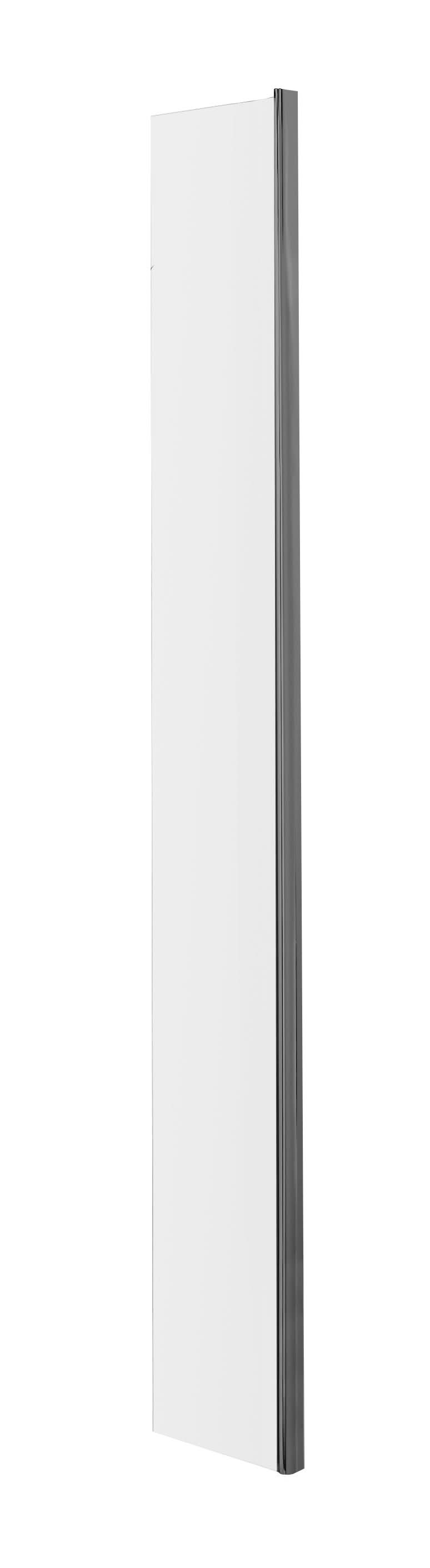 Nuie Wetroom Screen Return, Toughened Fixed Glass Shower Screen for Wet Room & Shower Enclosures in Brushed Pewter, 215x1850mm