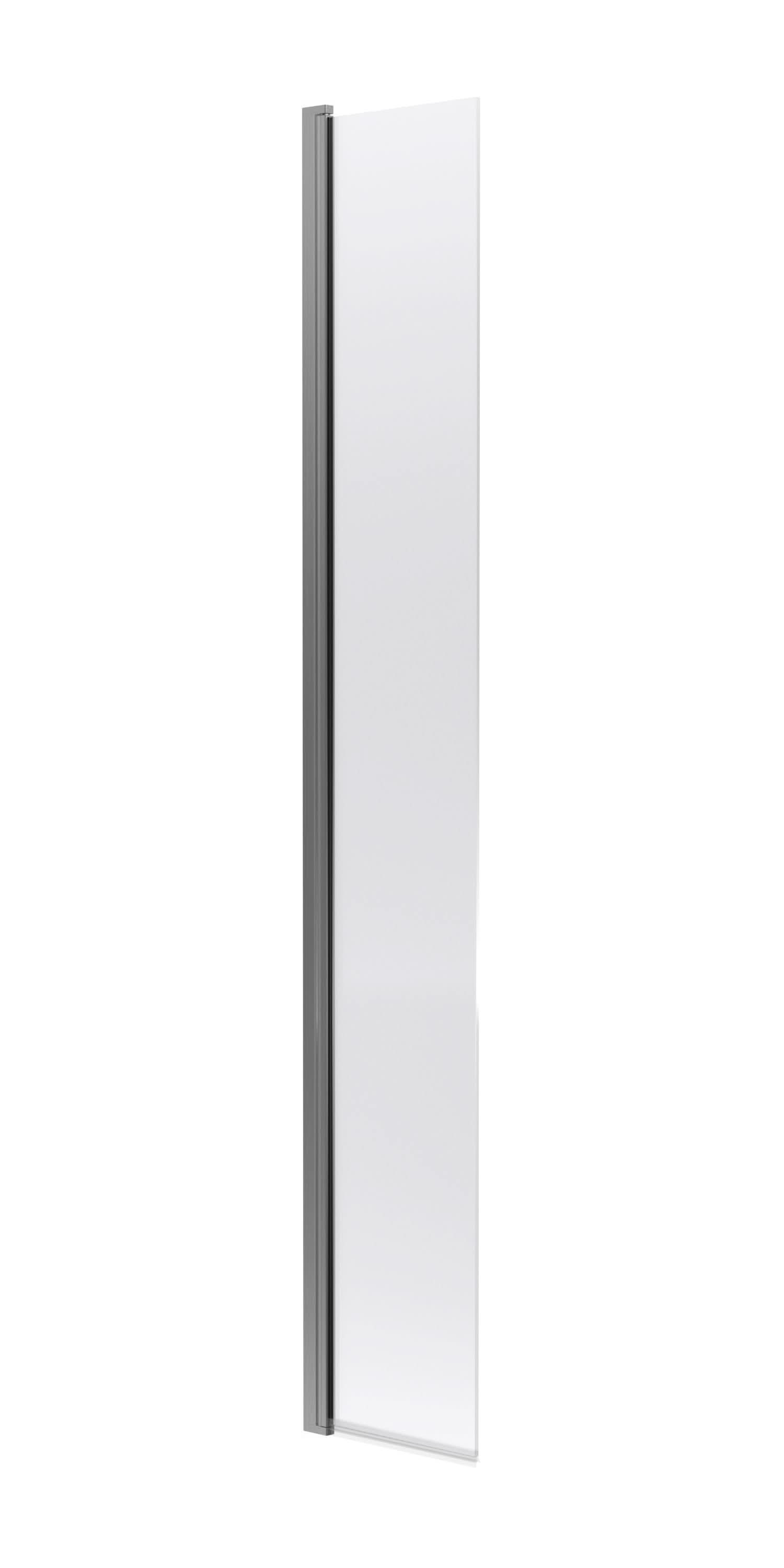 Nuie Hinged Return Screen, Durable Toughened Glass Shower Screen for Wet Room & Shower Enclosures in Brushed Pewter, 1850 x 300mm