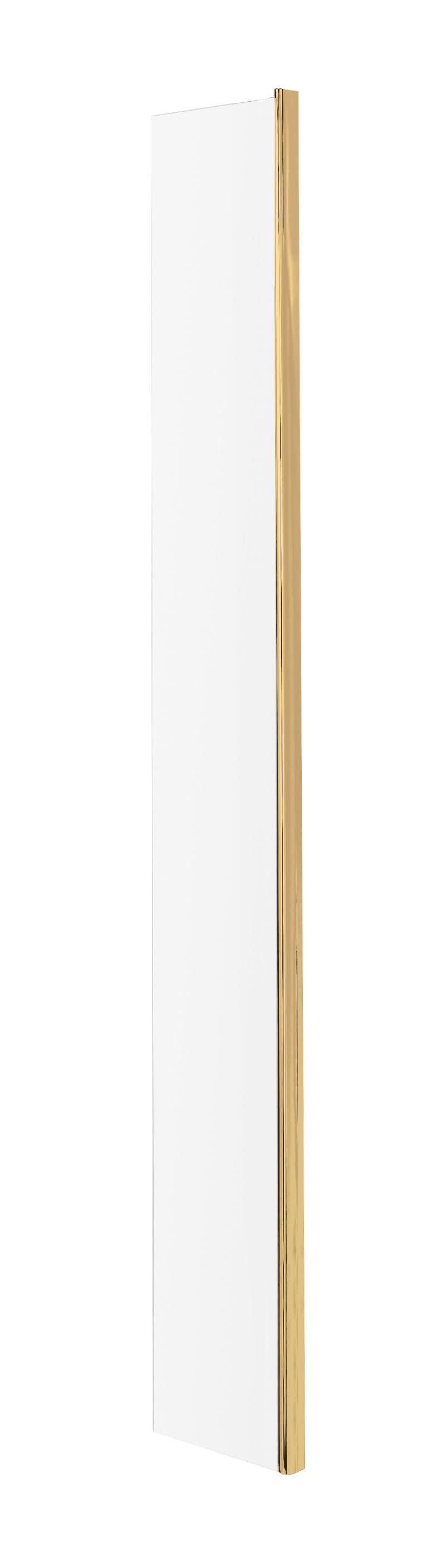 Hudson Reed Wetroom Return Screen Frameless, Durable Toughened Safety Glass Wet Room Glass Panels & Shower Screen in Brushed Brass, 215mm