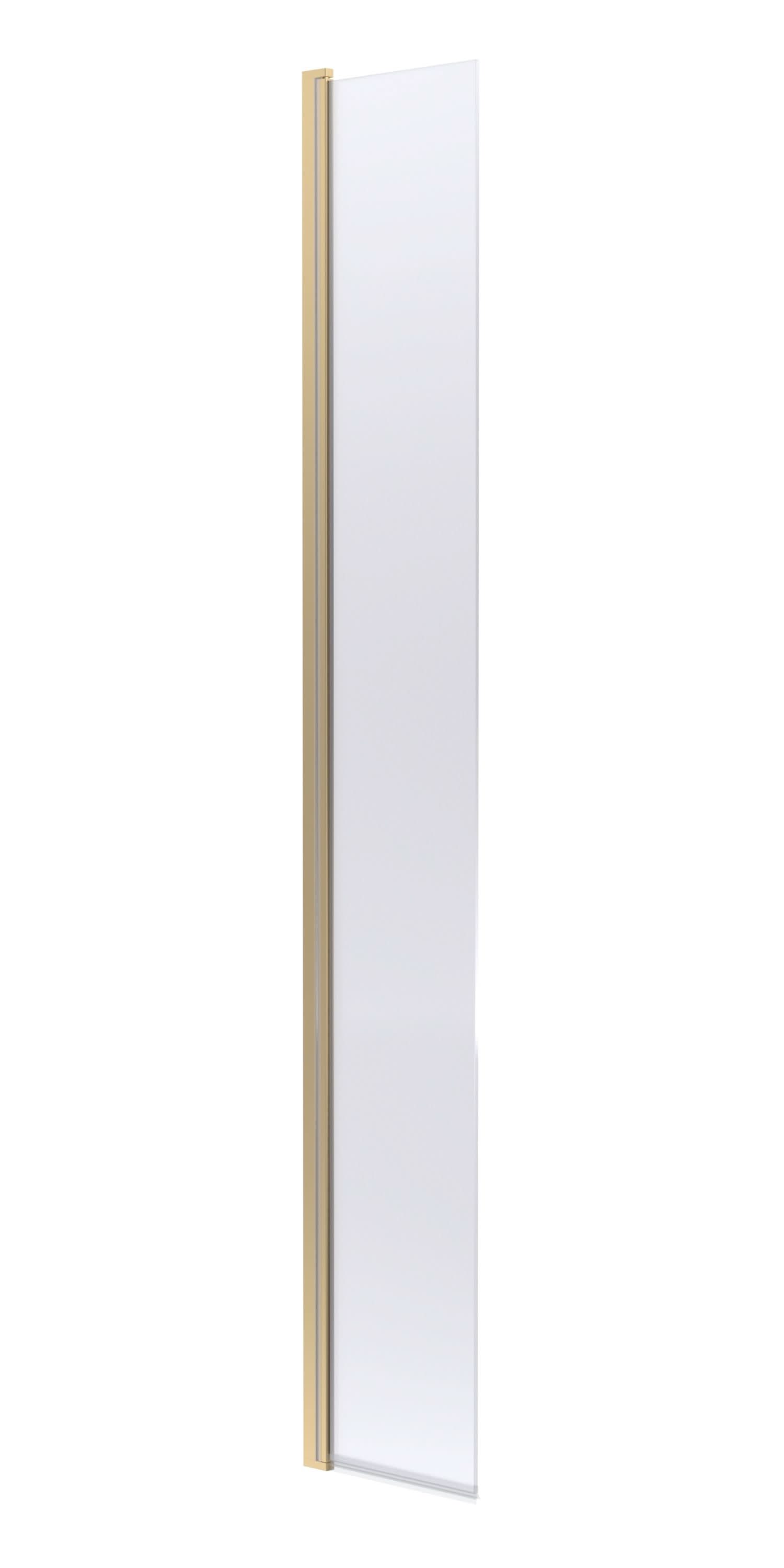 Hudson Reed Hinged Flipper Wetroom Screen, Durable Glass Wet Room Glass Panels & Shower Screen in Brushed Brass, 300mm x 1950mm