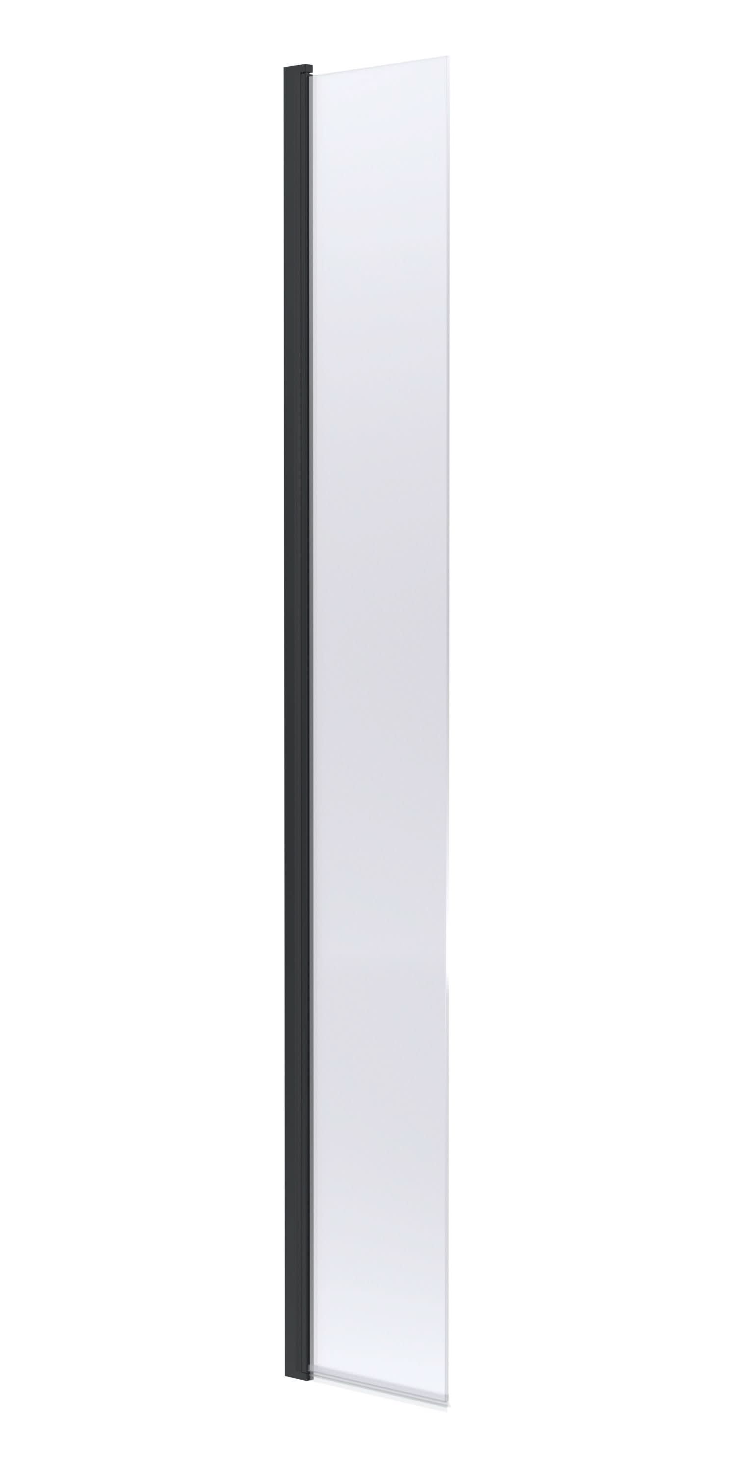 Hudson Reed Hinged Flipper Wetroom Screen, Durable Glass Wet Room Glass Panels & Shower Screen in Matt Black, 300mm x 1950mm