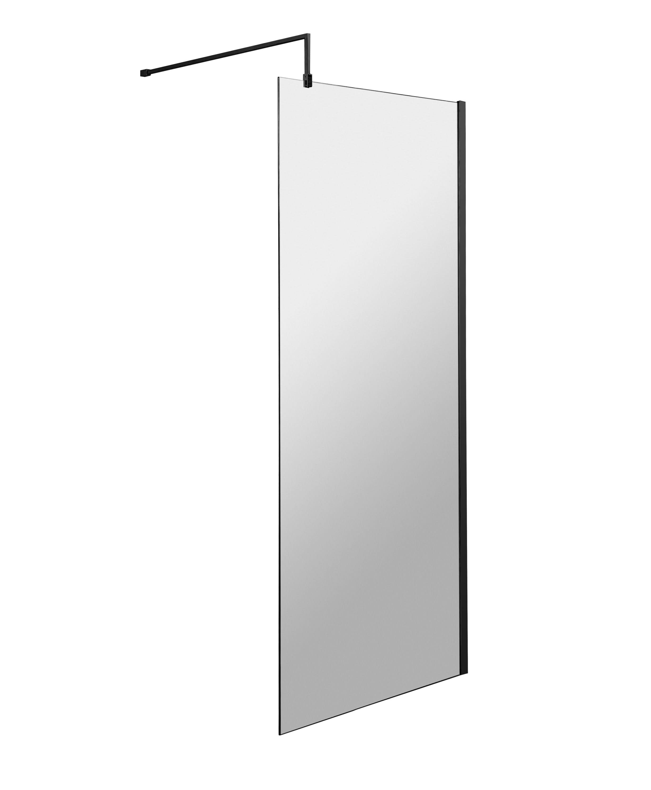 Hudson Reed Wetroom Screen & Support Bar, Durable Toughened Glass Wet Room Glass Panels Wetroom Shower Screen in Brushed Brass, 700mm
