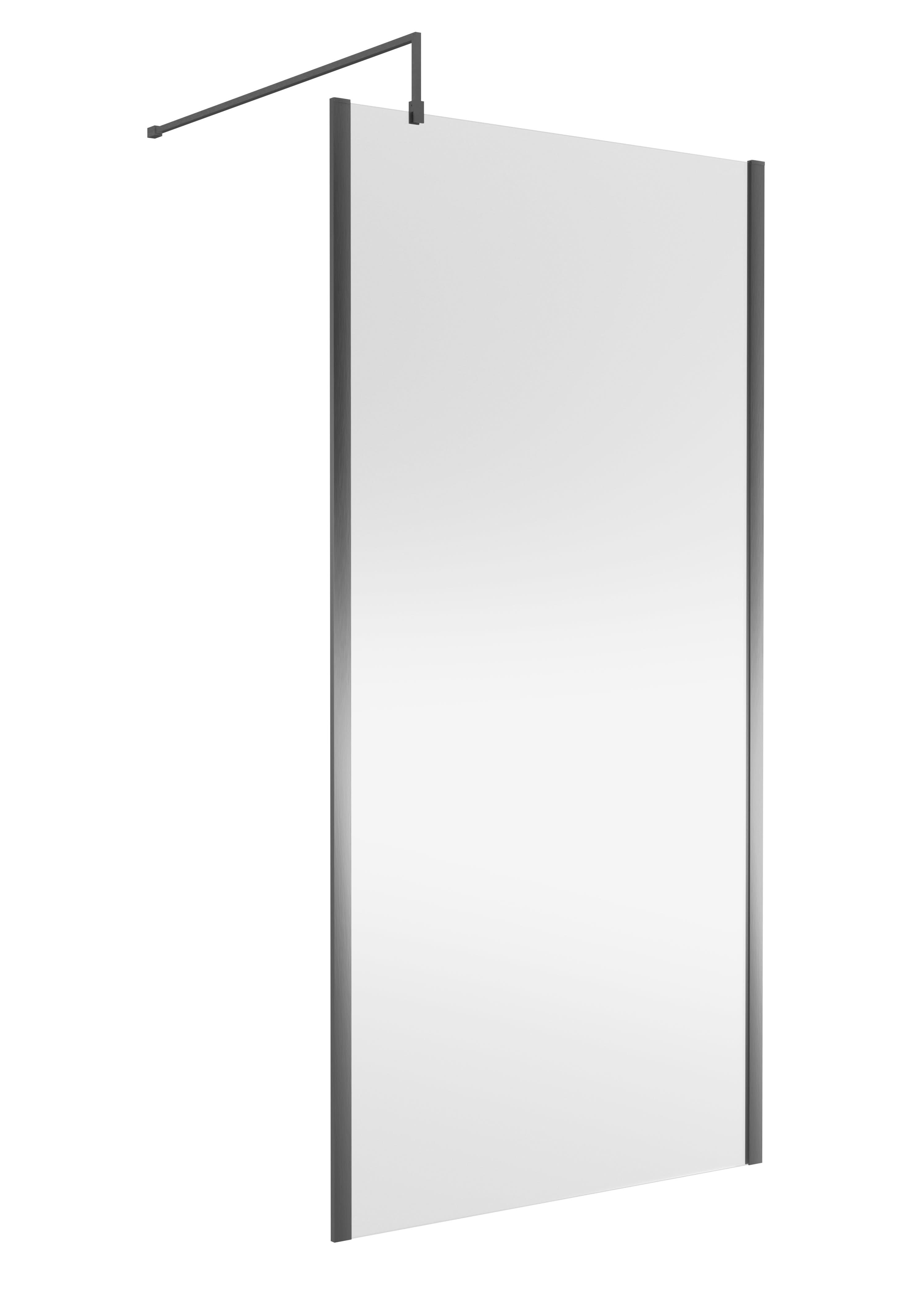 Nuie Wetroom Screen Outer Frame, Durable Frameless Fixed Bathroom Glass Shower Screen in Brushed Pewter Finish, 1000mm
