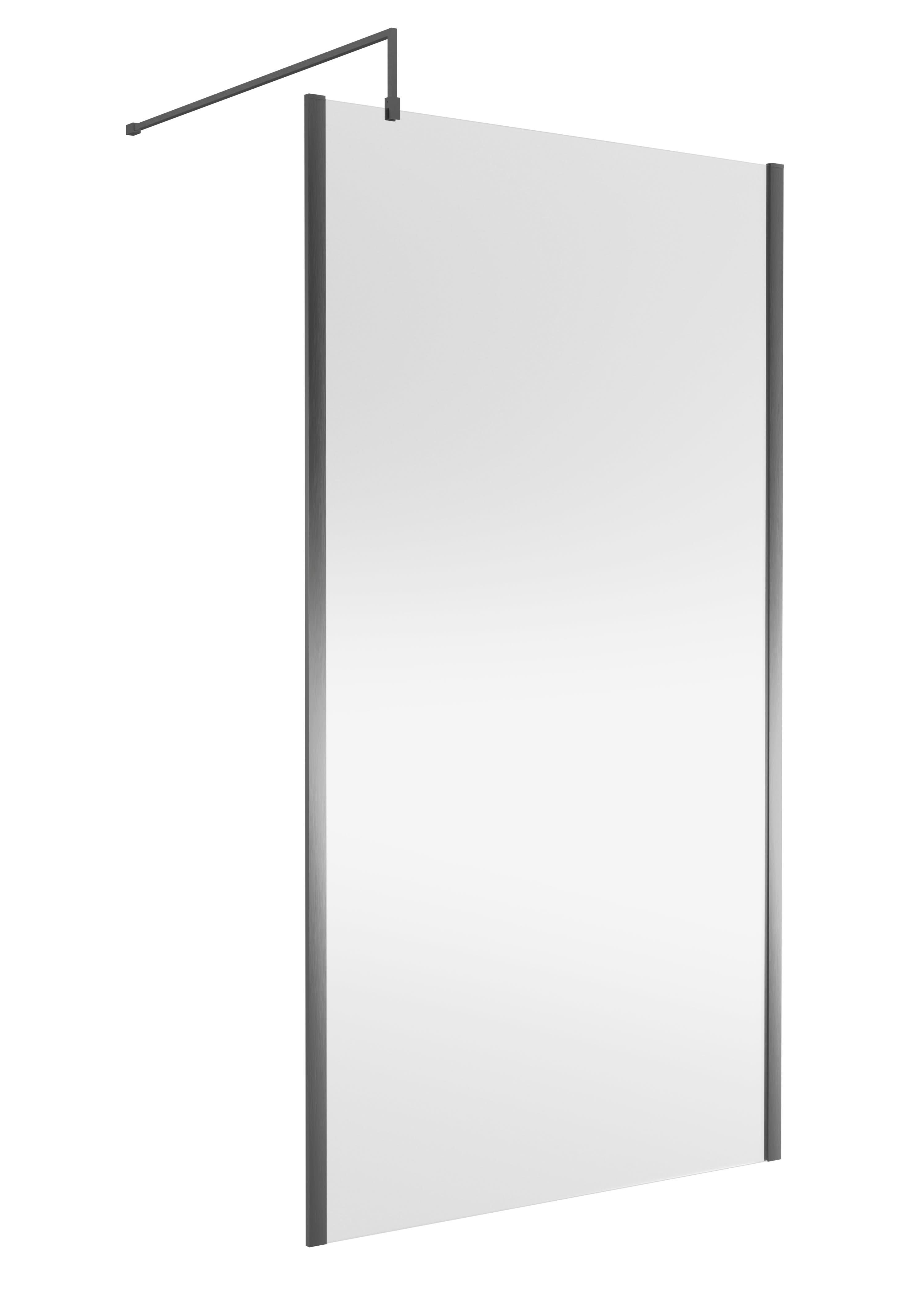 Nuie Wetroom Screen Outer Frame, Durable Frameless Fixed Bathroom Glass Shower Screen in Brushed Pewter Finish, 1100mm