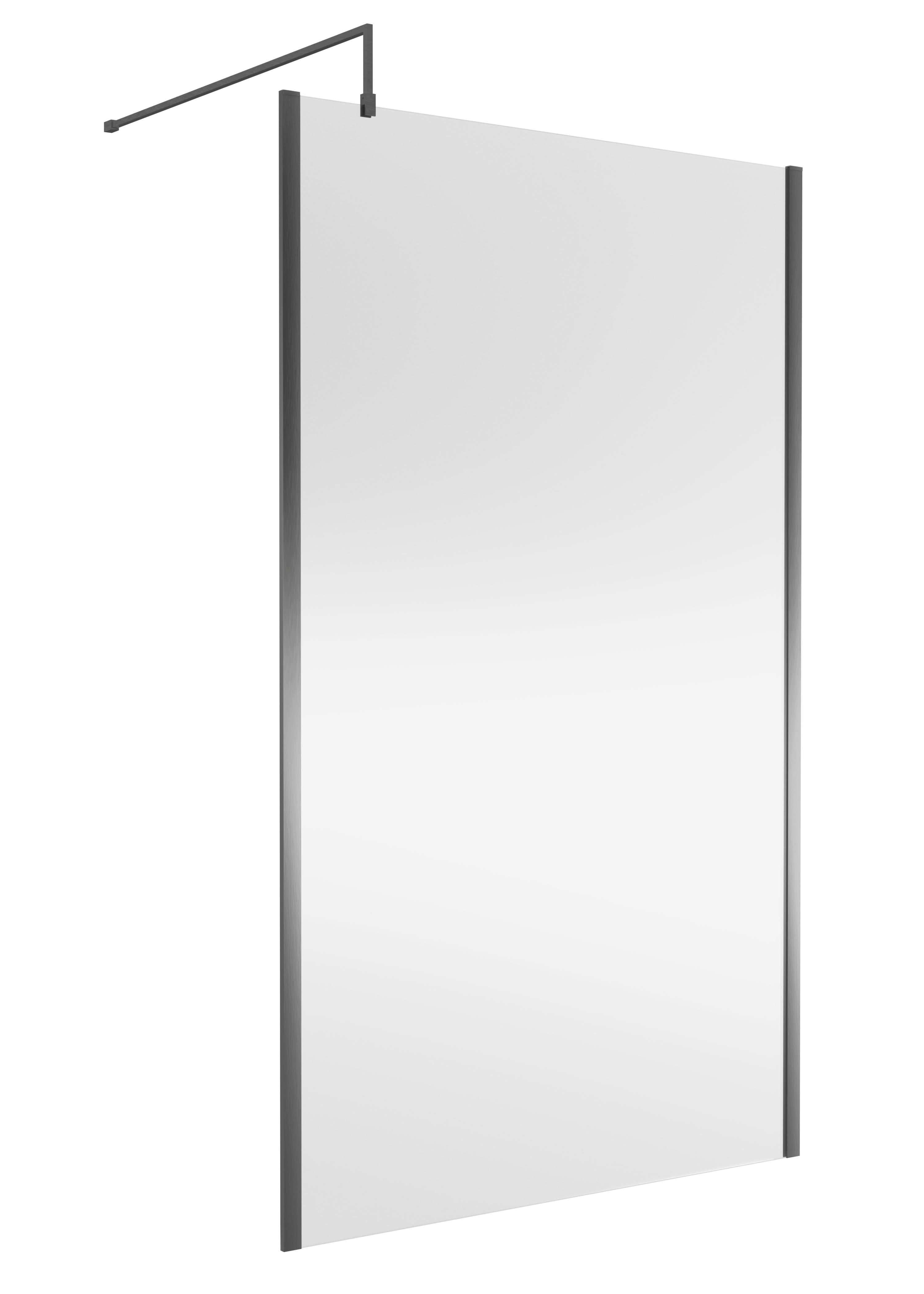 Nuie Wetroom Screen Outer Frame, Durable Frameless Fixed Bathroom Glass Shower Screen in Brushed Pewter Finish, 1200mm