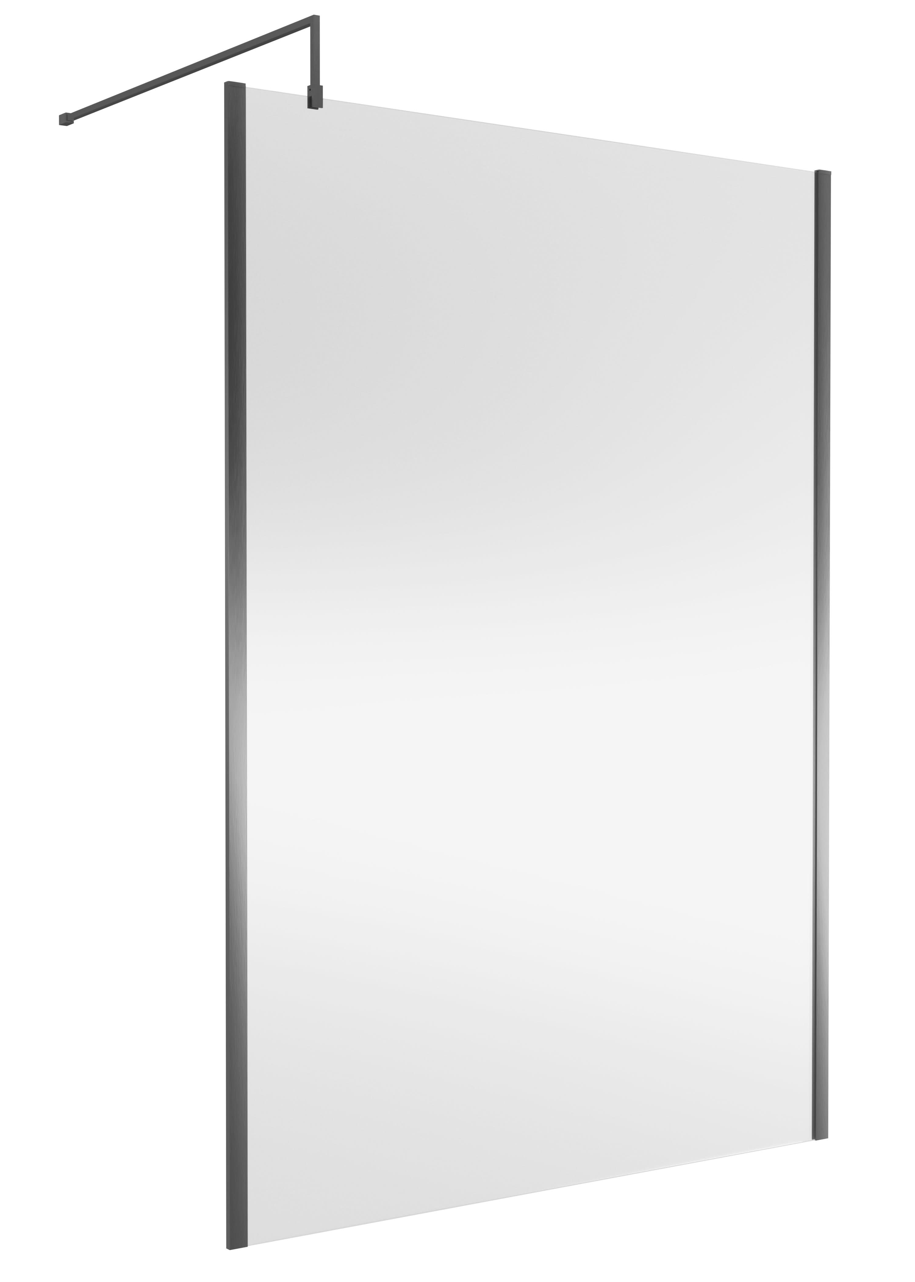Nuie Wetroom Screen Outer Frame, Durable Frameless Fixed Bathroom Glass Shower Screen in Brushed Pewter Finish, 1400mm