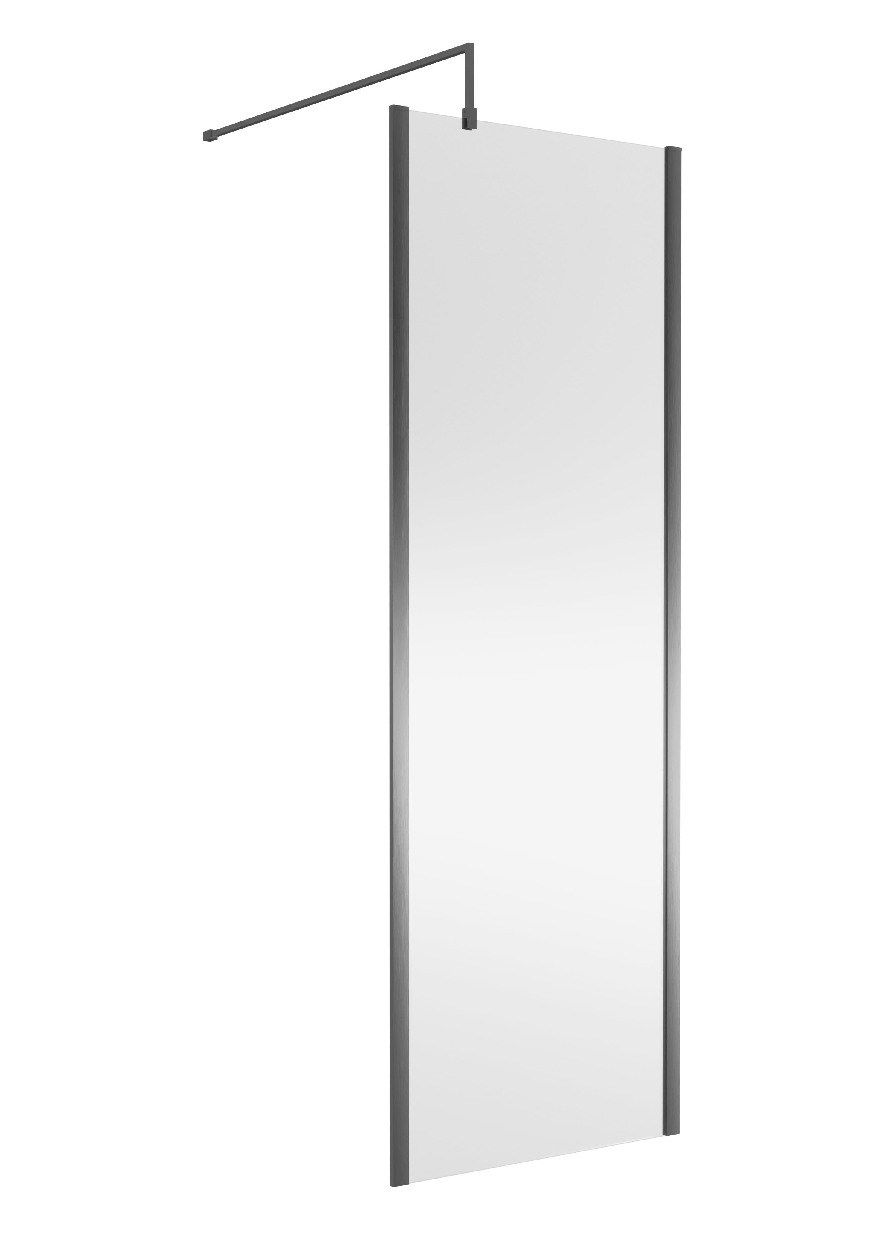 Nuie Wetroom Screen Outer Frame, Durable Frameless Fixed Bathroom Glass Shower Screen in Brushed Pewter Finish, 700mm