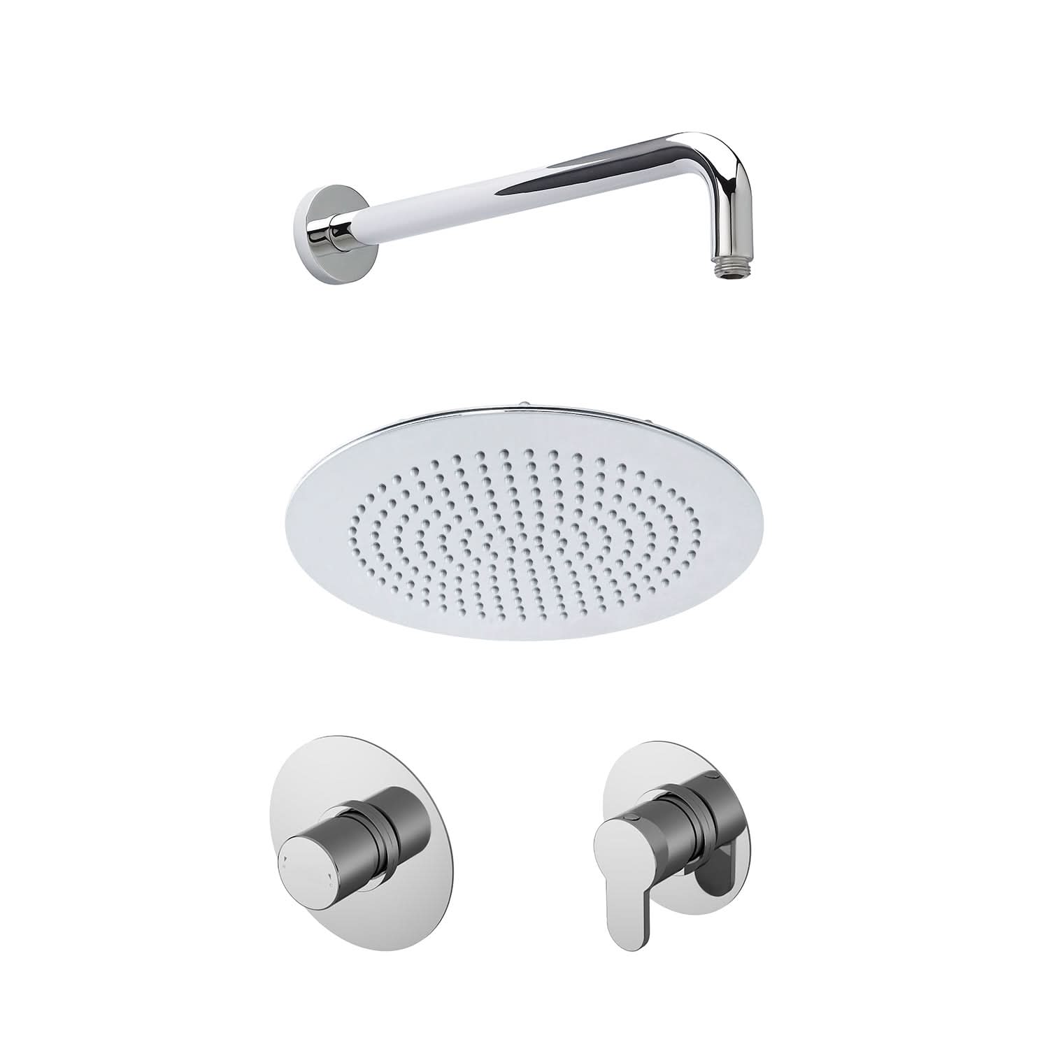 Nuie Arvan 1 Outlet Concealed Shower Valve With Fixed Head And Stop Tap - Chrome