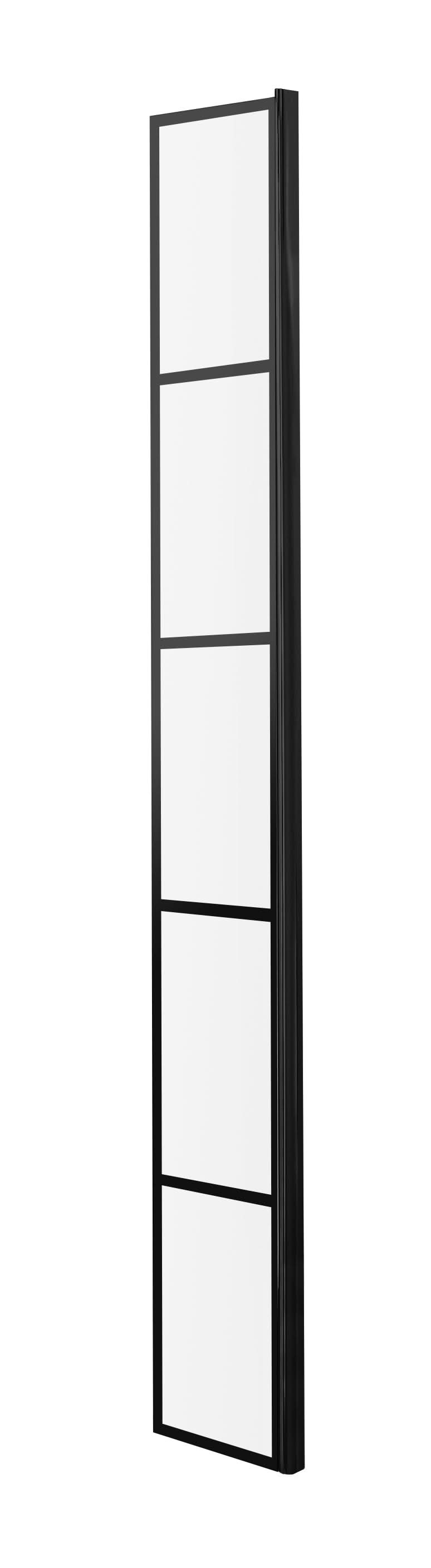 Hudson Reed Wetroom Return Screen, Durable Toughened Glass Wet Room Shower Screen Panel for Modern Bathroom in Matt Black, 215mm