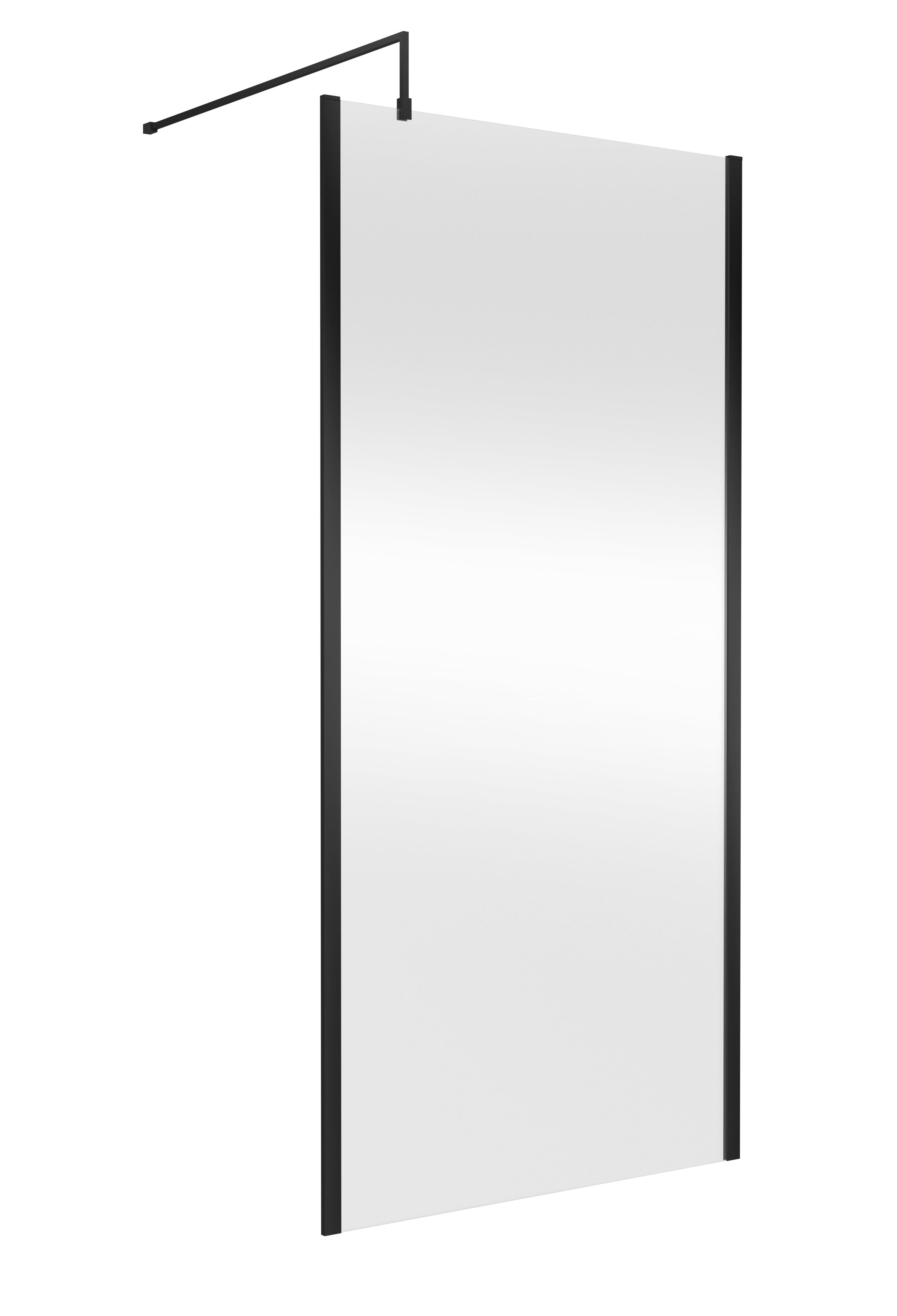 Hudson Reed Outer Framed Wetroom Screen with Support Bar, Durable Glass Wetroom Panel for Modern Bathroom in Matt Black, 1000mm